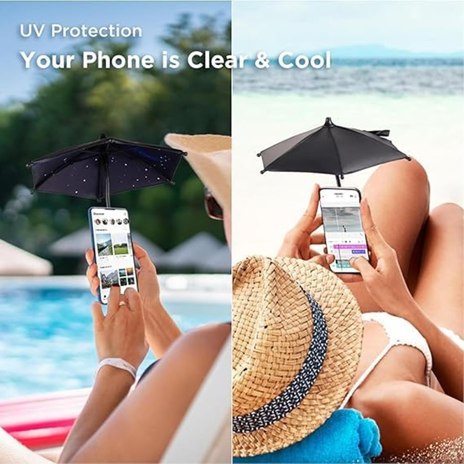 Coehaopike Magnetic Phone Sunshade Umbrella,360&deg; Flexible Phone Umbrella Suction Cup Stand,Mini Cellphone Shield Suction Cup,Helps Reduce Phone Overheating and Screen Reflection - Pink image number 4