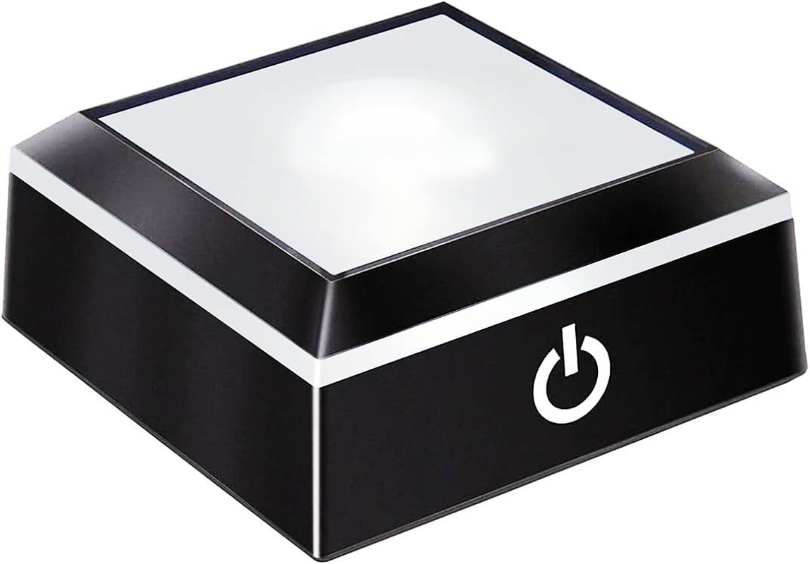 EUSTUMA LED Light Base Non-Slip Square Display Stand in a Variety of Colors,Suitable for Glass Crystal Spherical Artwork (Flat Top Surface)