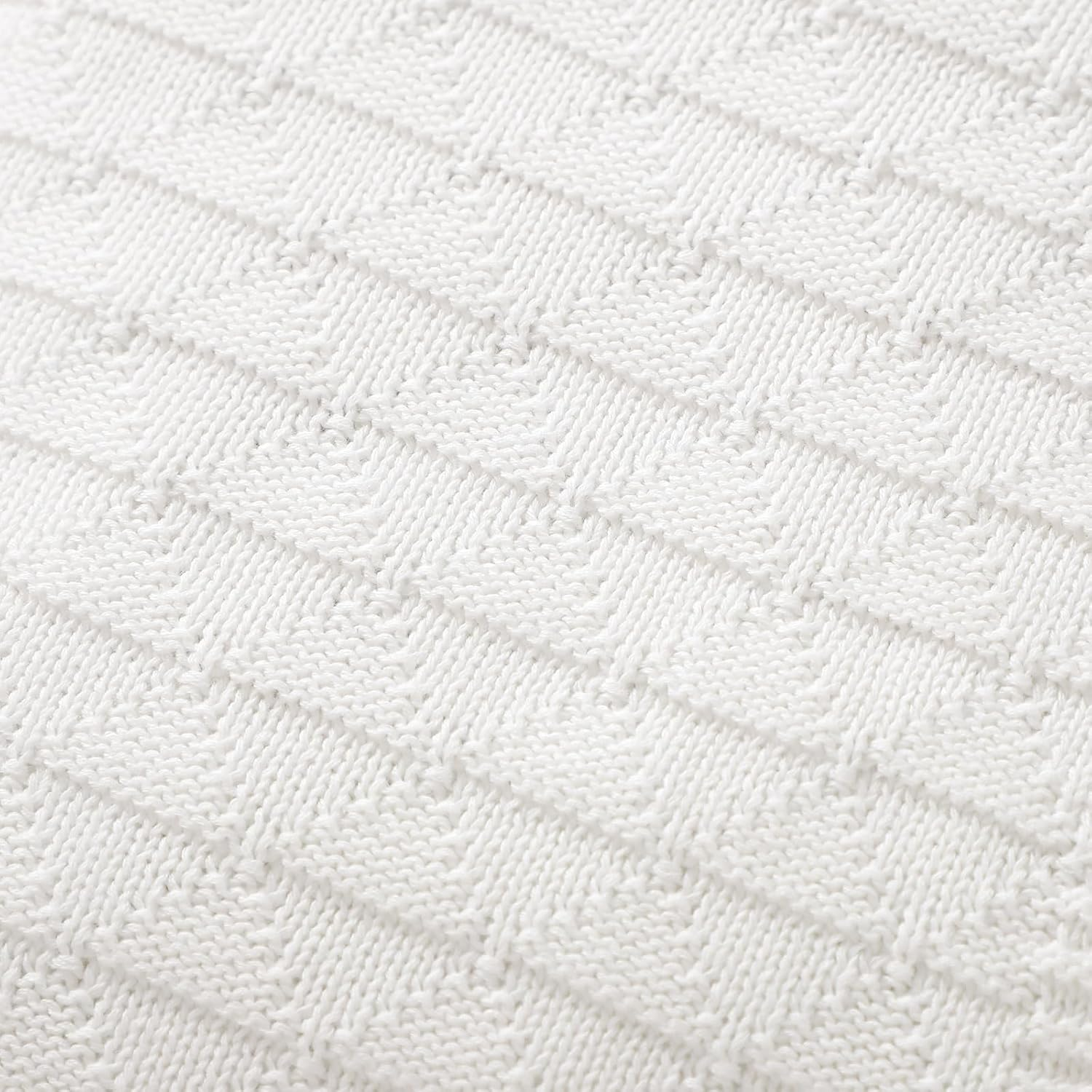 Wugugu Baby Receiving Blanket for Boys Girls Knit Neutral Swaddle Blankets Soft Lightweight Crib Stroller Blankets for Newborn Infant Toddlers White 30 X 40 Inch image number 6