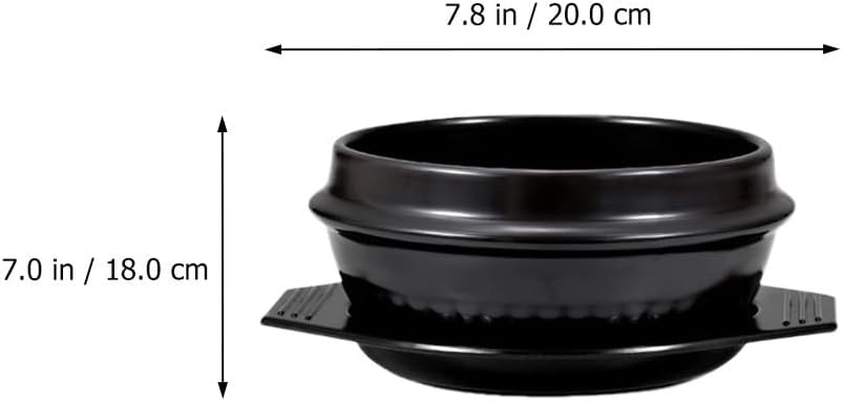Angoily Ceramic Kitchen Bowls, 2 Pcs Black Bibimbap Bowls Ideal for Korean Stews and Serving Earthenware Cookware 23Cm