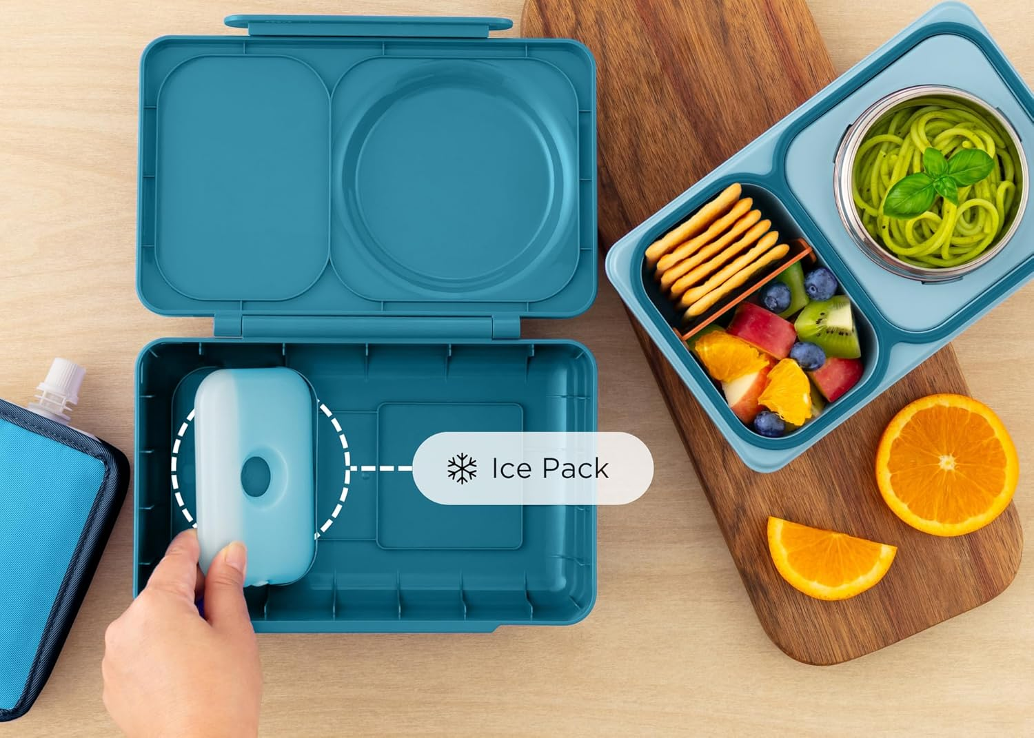Omie Omiebox up Hot & Cold Bento Box - Teal Green image number 4