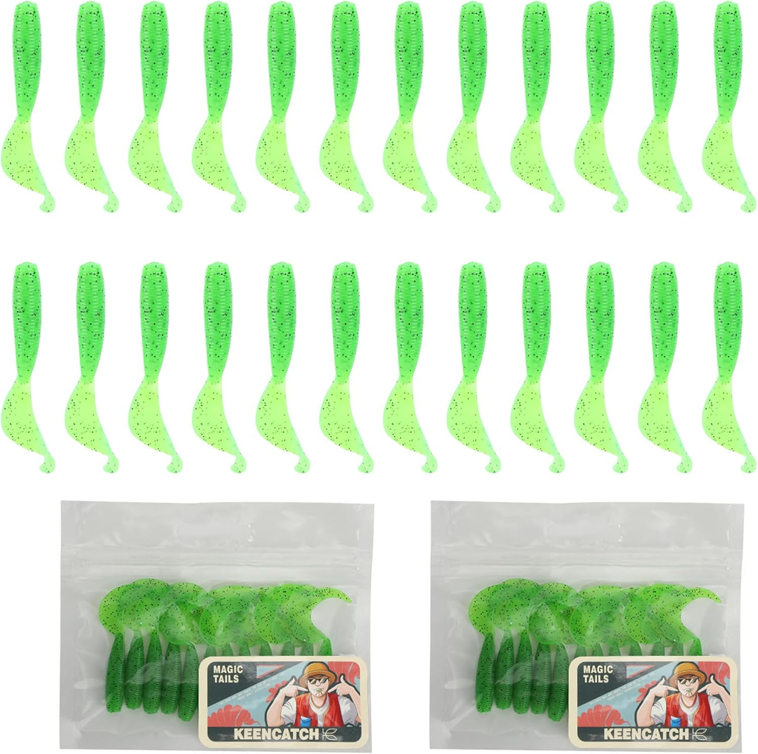 5Cm(2") Soft Plastic Baits, Worm Grub Bream Fishing Lures for Saltwater and Freshwater, Curly Tail Soft Fishing Lures for Flathead