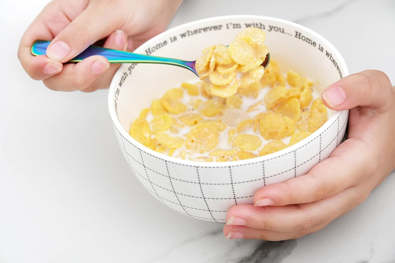 12 Piece Stainless Steel Kids Silverware Set - Child and Toddler Safe Flatware - Utensil Set Includes 4 Small Spoons, 4 Forks & 4 Knives - UV Rainbow image number 2