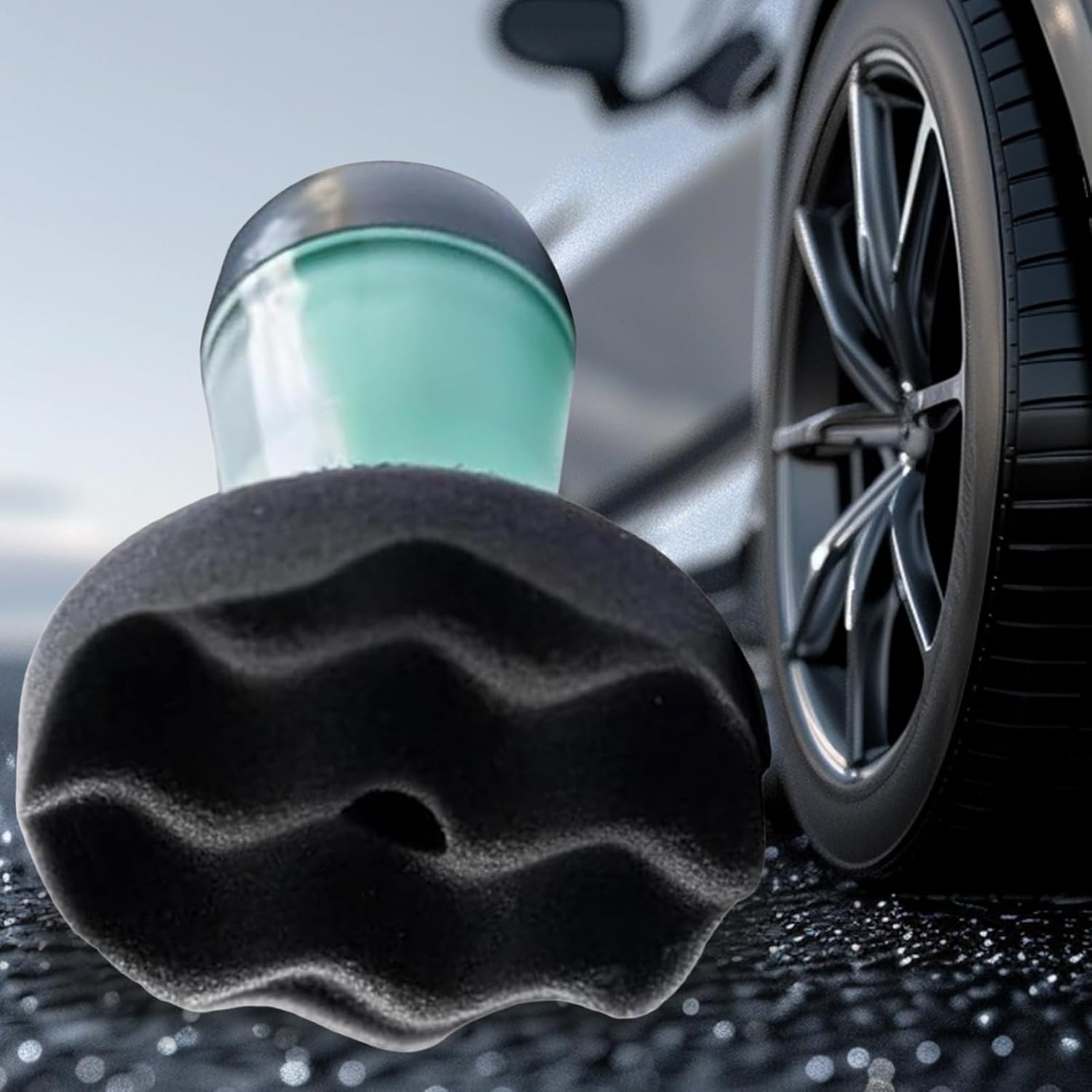 Tire Shine Applicator - Reusable Tire Hex Grip Applicator | Efficient Sponge No Drip Detailing Portable Automotive Tool for Wash Garage Workshop Maintenance Outdoor Home Repair Driveway image number 3