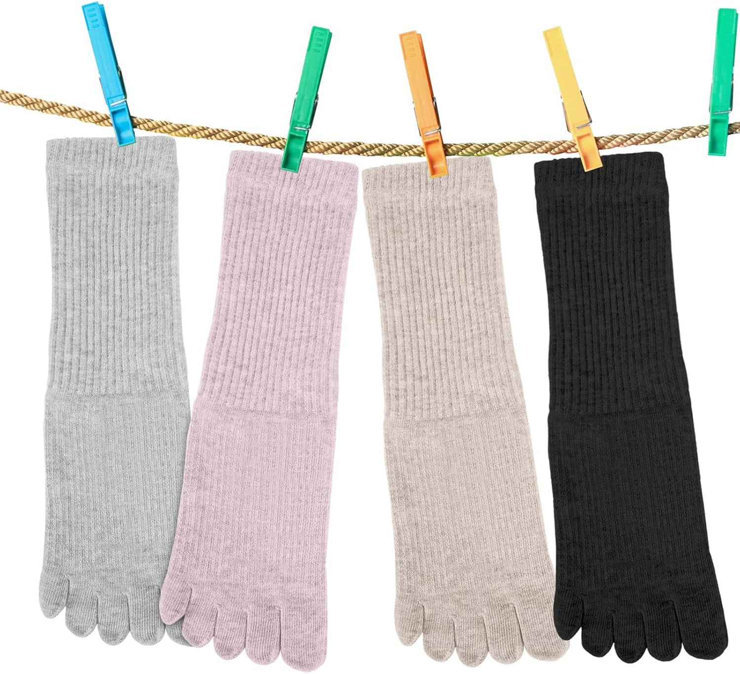 4 Pair Women Five Toe Socks Cotton Toe Socks Athletic Running Long Split Toe Women'S Cotton Socks image number 1