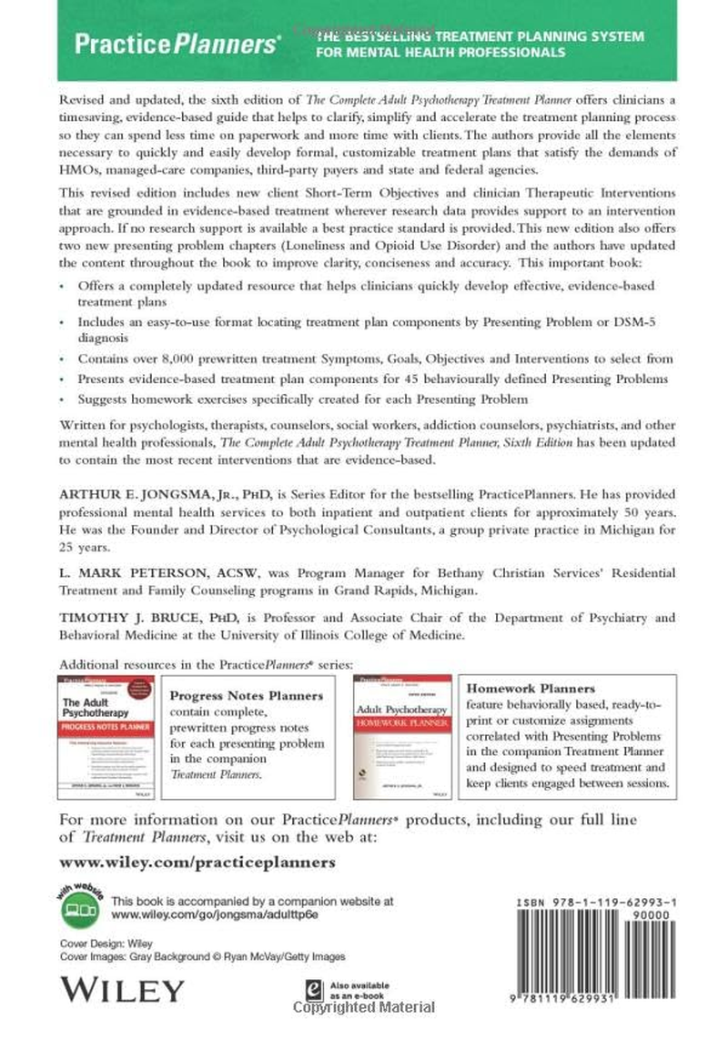 The Complete Adult Psychotherapy Treatment Planner image number 1