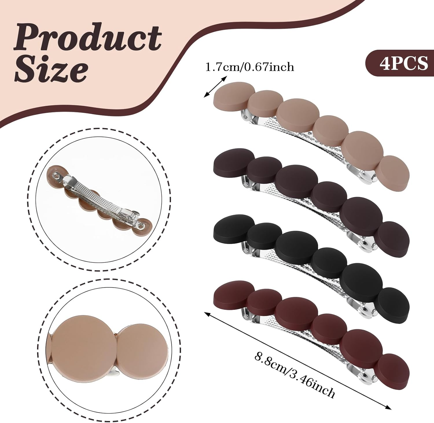 Mabor Pack of 4 French Hair Clips, Women'S Non-Slip Hair Clip, Fashionable Hair Clip, Automatic Hair Clips, Hair for Women with Thin and Thick Hair image number 4