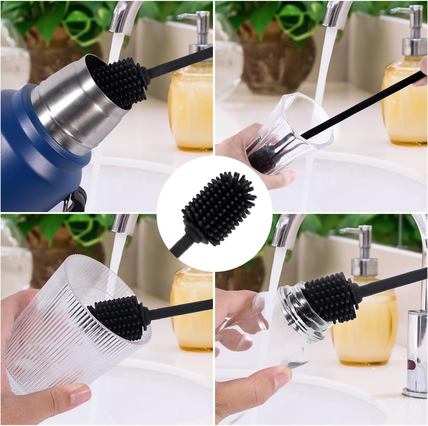 Silicone Bottle Brush with Straw Cleaning Brush, Extra Long Water Bottles Washer Brush Reusable Straw Cleaner Bpa-Free Cup Cleaning Brush for Stanley Baby Bottle Glass Mug image number 3