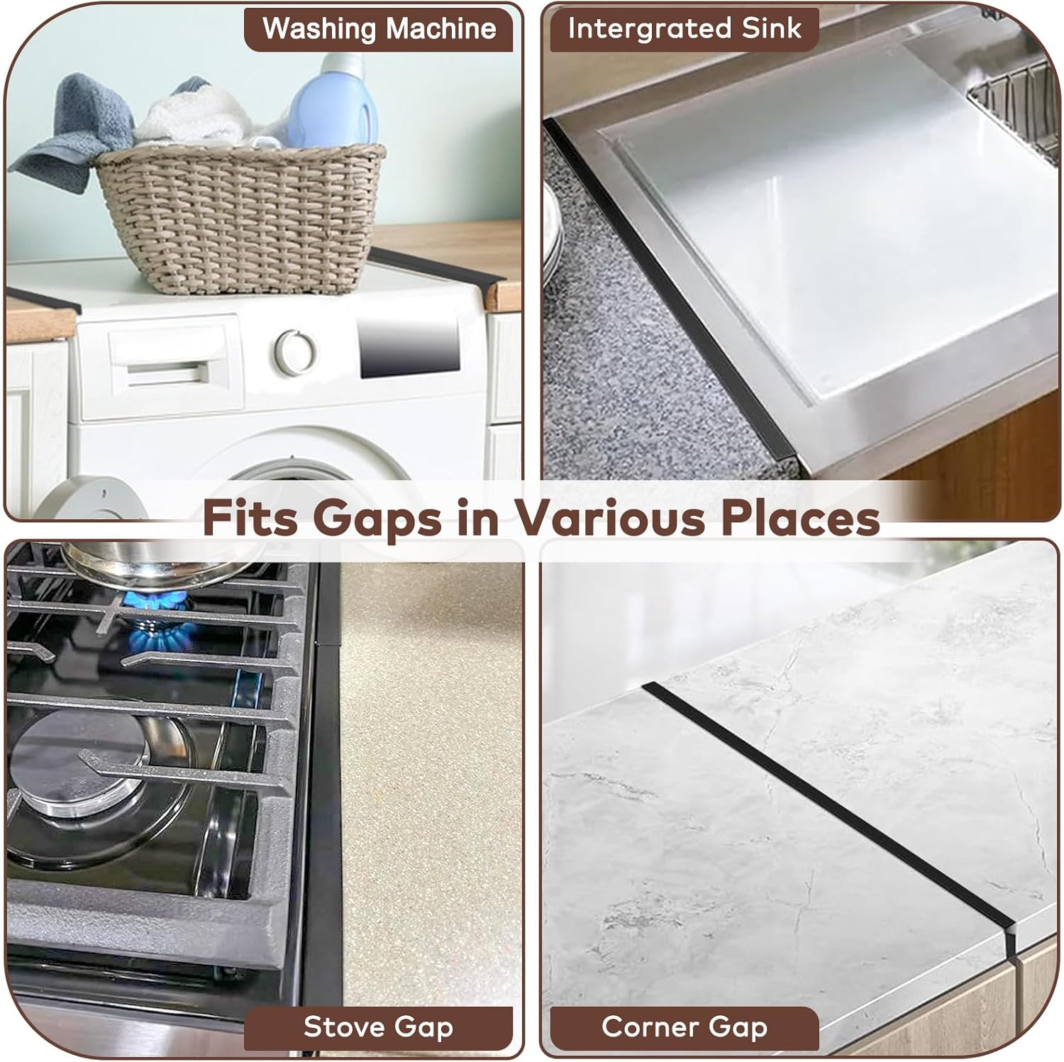 2 Pack Stove Gap Covers 35-69Cm Extendable Stainless Steel Stove Gap Filler Heat Resistant Oven Side Gap Fillers Fills the Gap between Cooktop and Kitchen Bench (Silver) - Black image number 5