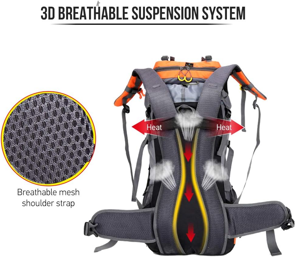 Mingzhe 60L Waterproof Hiking Backpack Camping Mountain Climbing Cycling Backpack Outdoor Sport Bag with Rain Cover image number 6