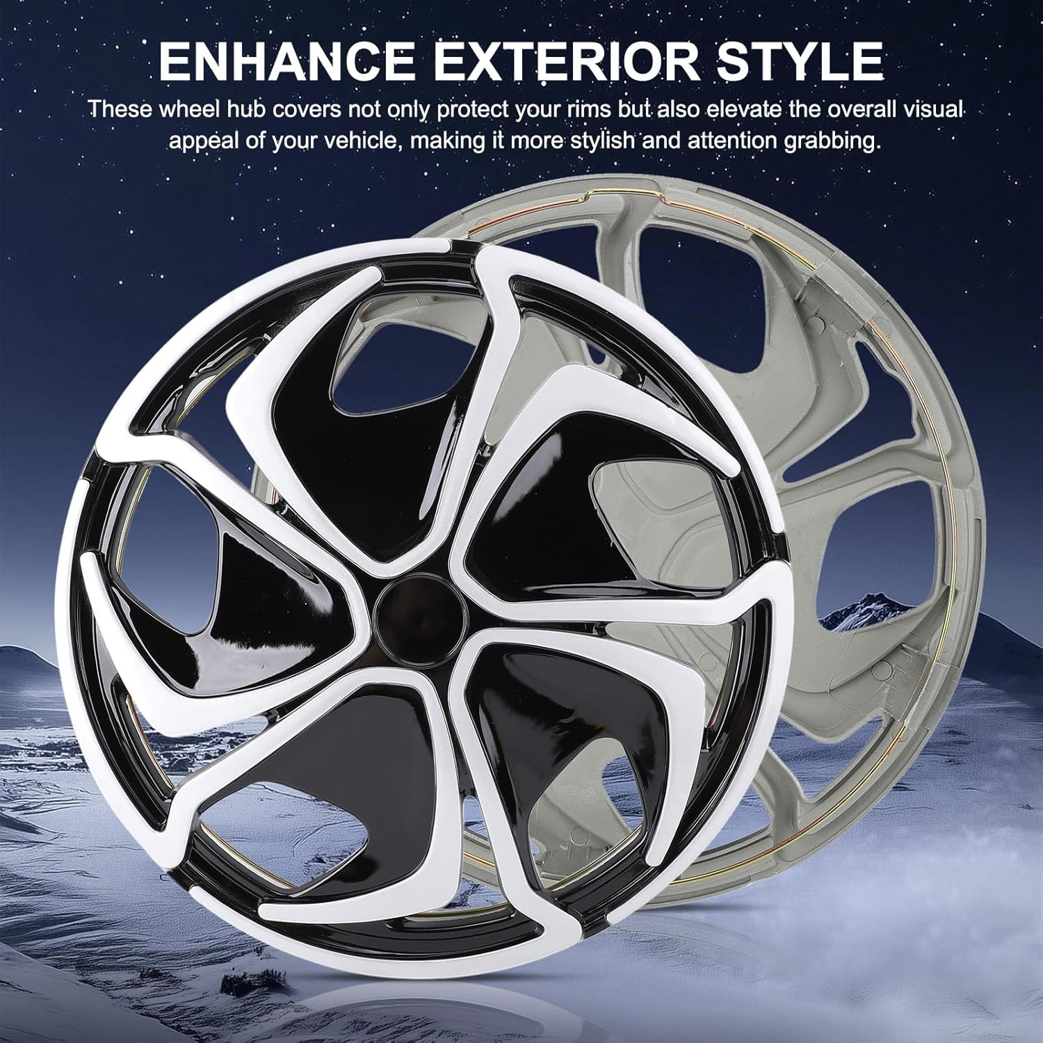 Universal Wheel Rim Cover Hub Caps, Auto Hubcap Set Wheel Cover Replacement Snap on Car Truck SUV,14 Inch Set of 4 Snap on Hubcaps for Universal Automotive image number 5