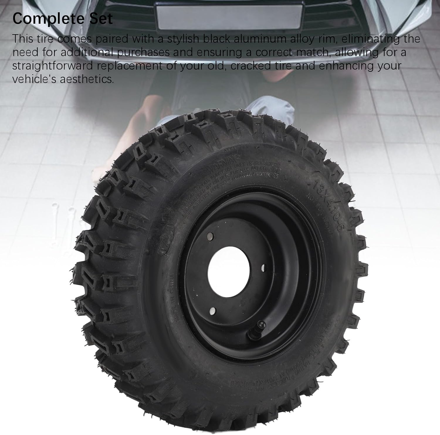 Generic ATV Tubeless Tire, 13X4.1 6 Inch Front Wheel Rear Wheel Tire with Rim, Vacuum Tyre for ATV Quad off Road Go Kart Cart Mini Bike Lawn Mower image number 3