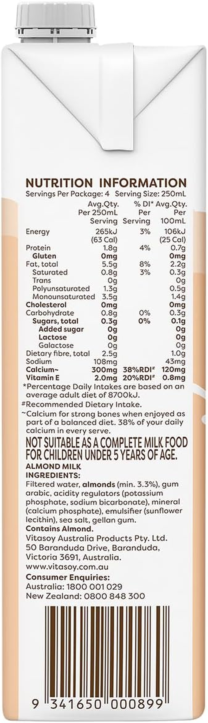 Vitasoy Unsweetened Long Life Almond Milk, 1 Litre (Pack of 12) image number 3