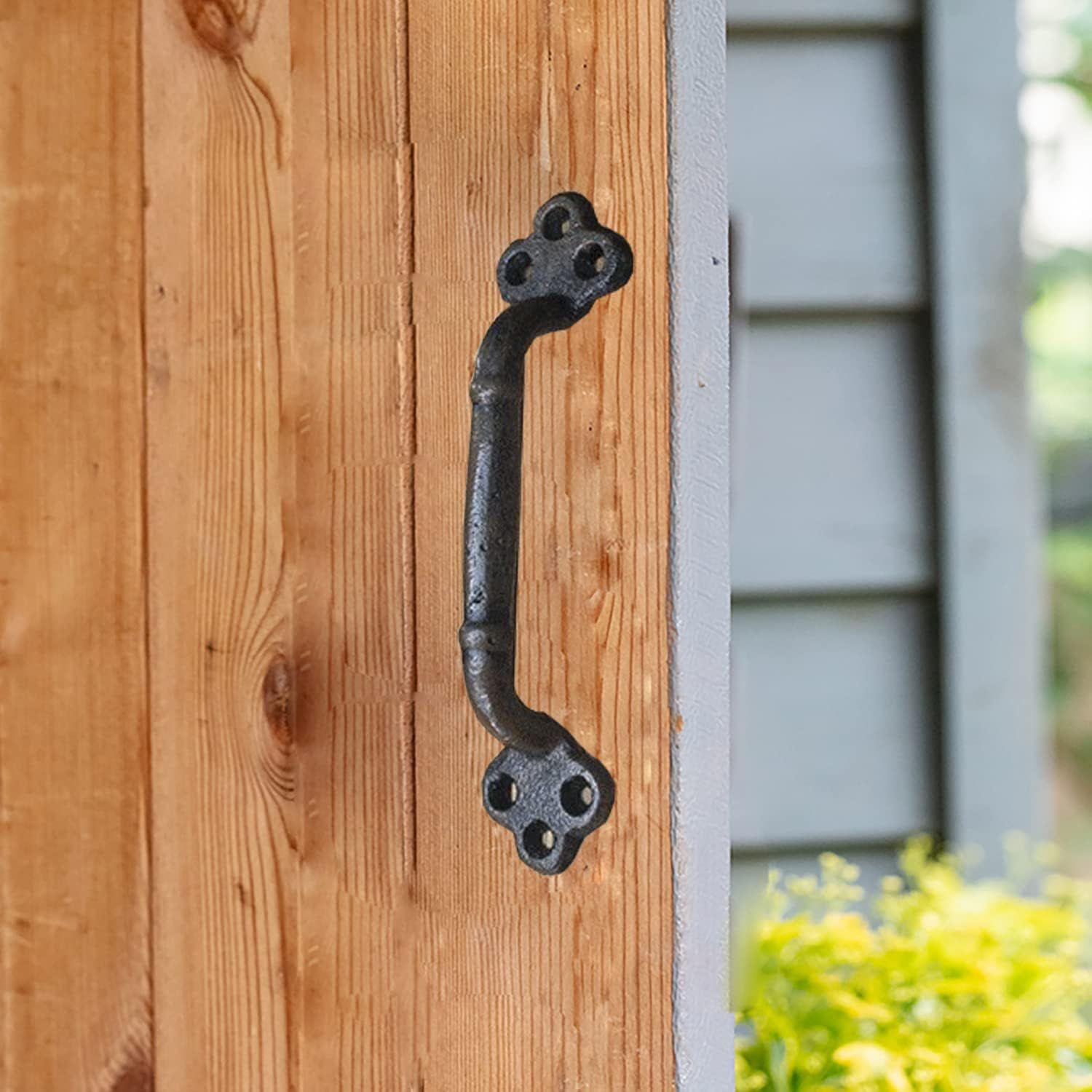 YMAISS Rustic Gate Handle,8.66In Cast Iron Sliding Barn Door Handle,Black Vintage Metal Gate Pull Handle, Fence Handle Antique Long Cabinet Handles,Farmhouse Decor Metal Grab Bar,Sliding Door Pull image number 1