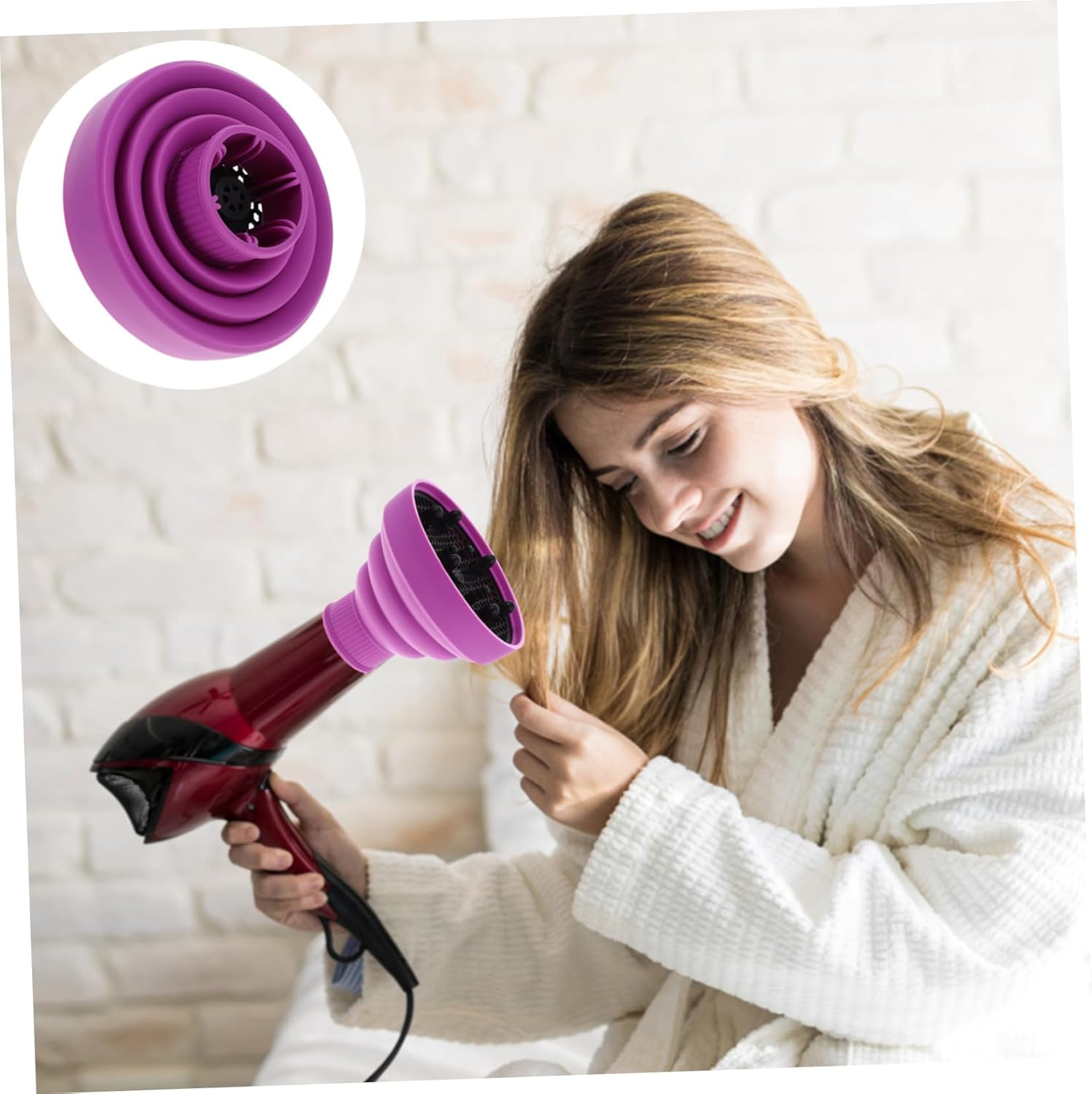 Retractable Folding Silicone Hair Dryer Diffuser Blow Dryer Accessory for Curly and Wavy Hair Compatible Home and Salon Use Purple