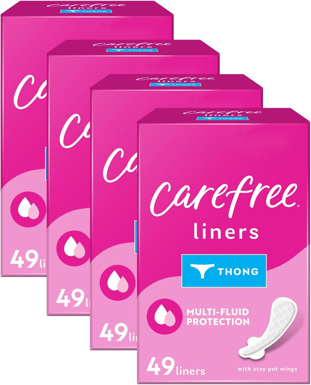Carefree Acti-Fresh Thong Panty Liner Unscented, Regular, 49Ct (Pack of 4) image number 5