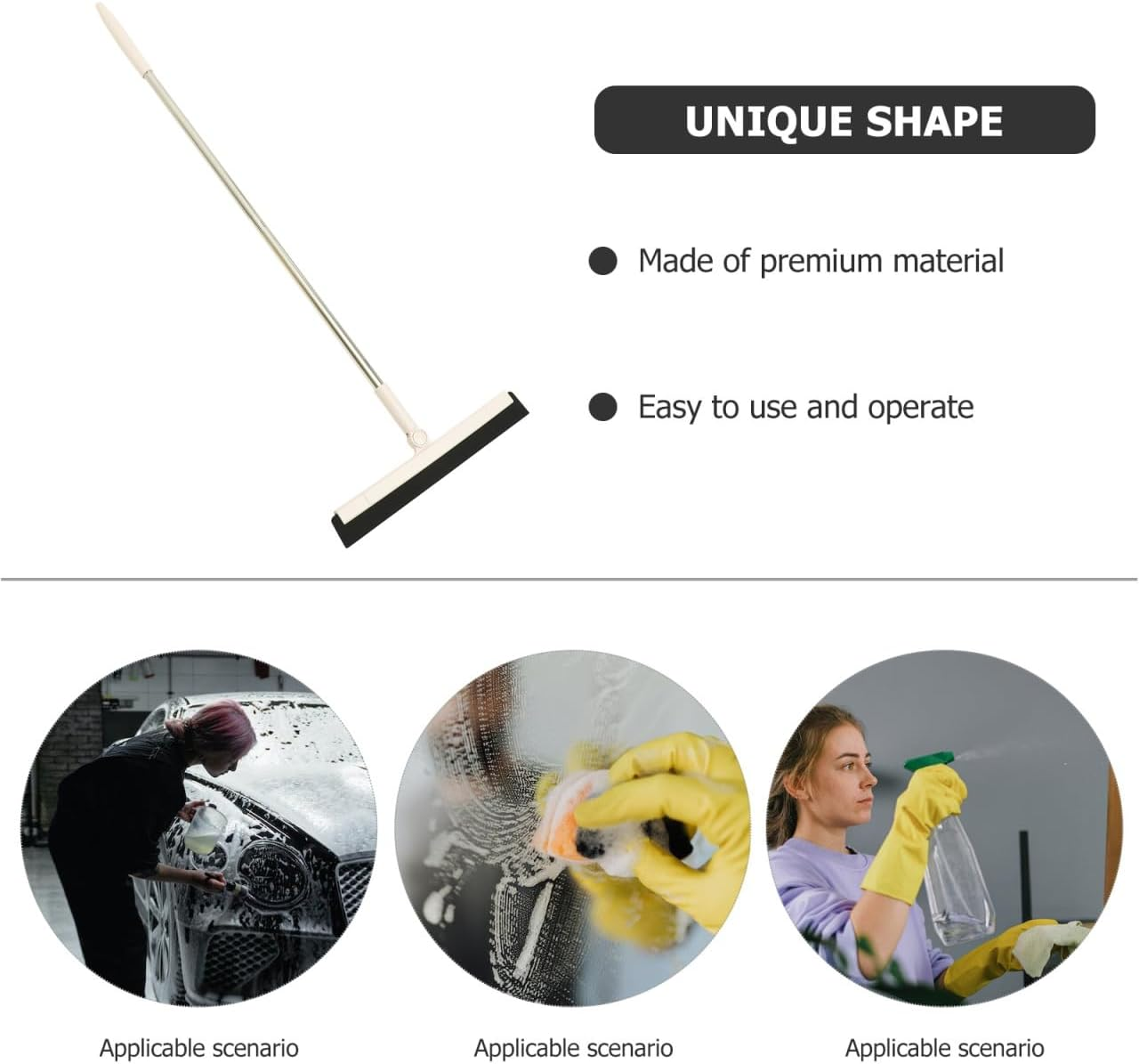 ULTECHNOVO Floor Squeegee 106 CM, Metal Long Handle, Shower Squeegee for Washing Drying Bathroom Remove Dog Hair Windows Scraper image number 3