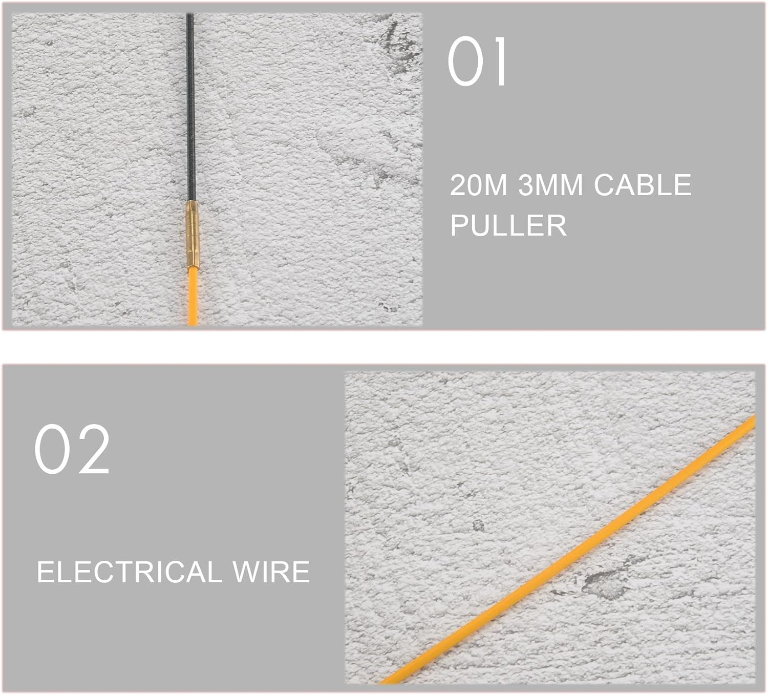 20M 3Mm Guide Device Fiberglass Electric Cable Push Pullers Duct Snake Rodder Fish Tape Wire image number 5