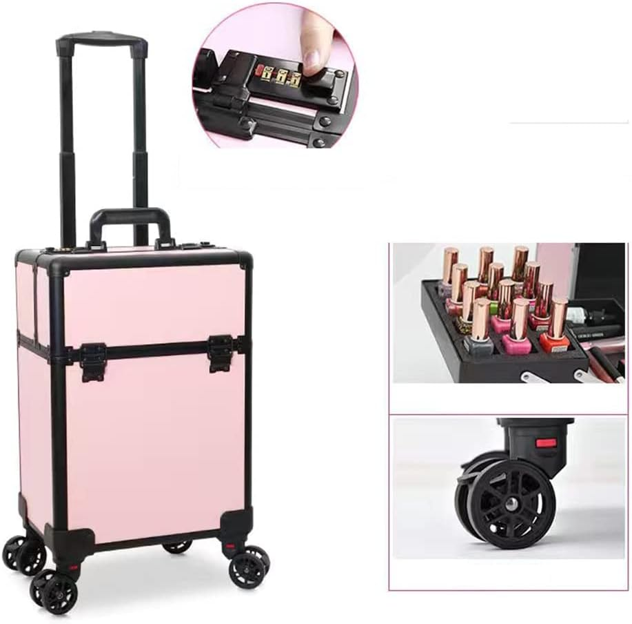 Cosmetic Case Multi-Layer Large-Capacity Tattoo Rolling Suitcase Cosmetic Case Multi-Function Trolley Suitcase Travel /1245 (Color : Black, Size : 34 * 24 * 47Cm) image number 4