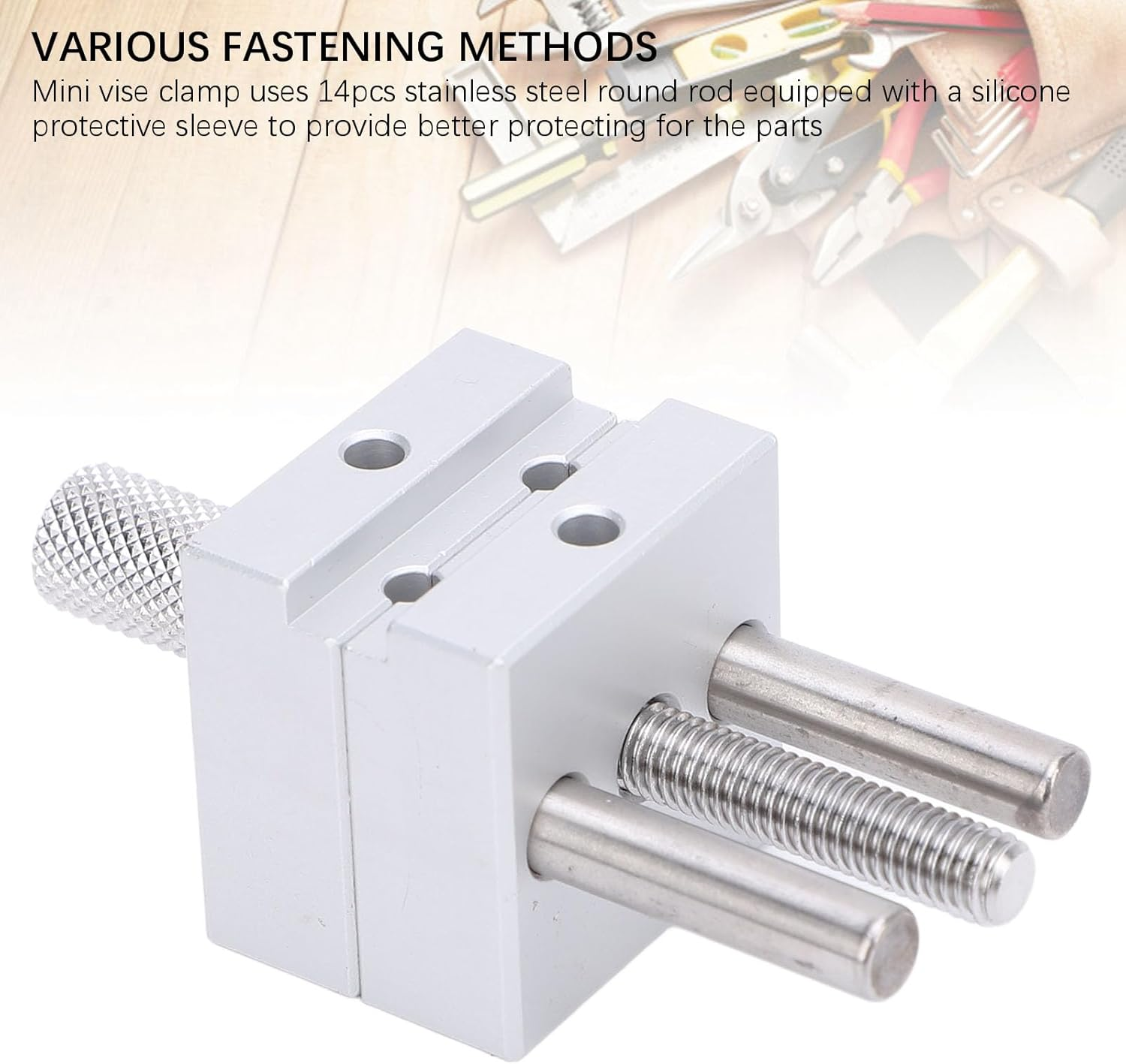 Mini Vise Vice Clamp Adjustable Handheld Tool with 14 Stainless Steel Rods for Jewelry Making Craft Electronics Repair