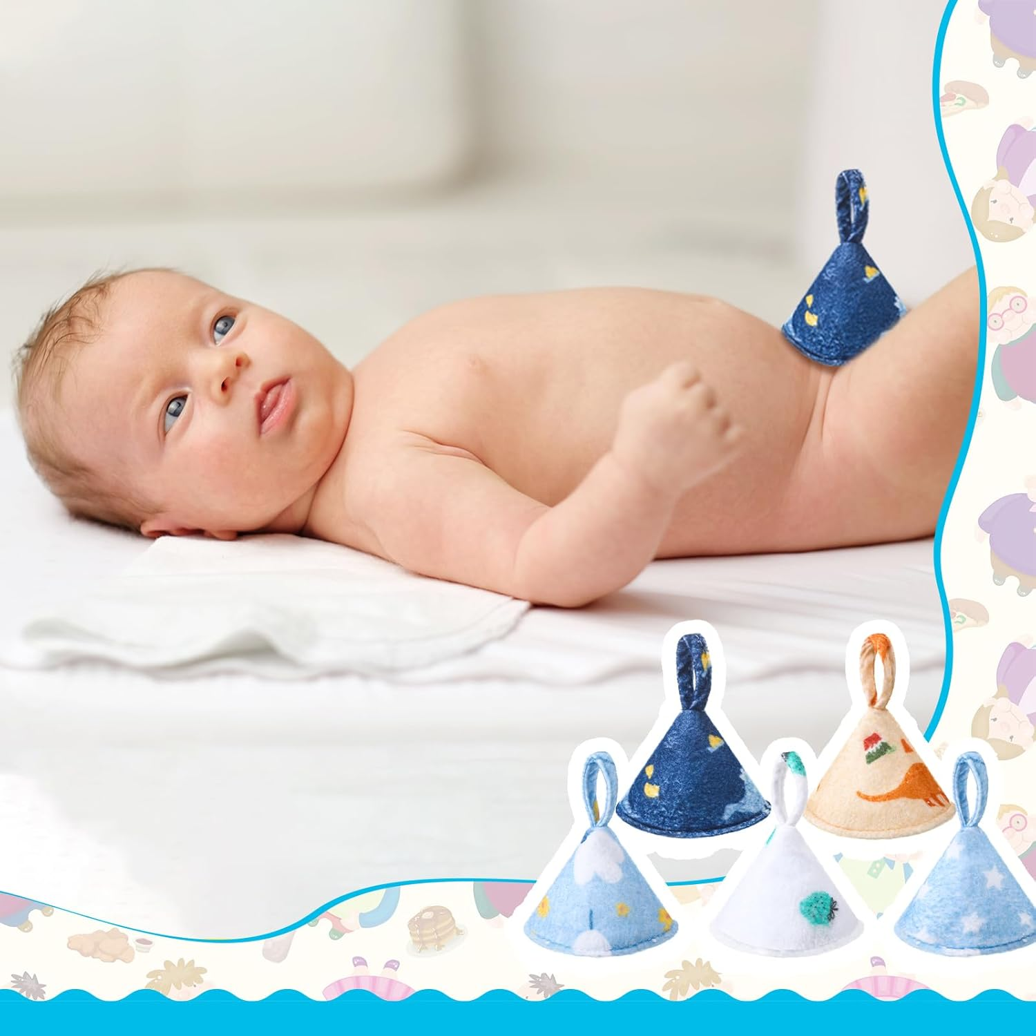 Suhine 10 Pcs Baby Boy Pee Shield Diaper Changing Accessory Reusable Pee Covers Baby Boy Cap (Classic with Lanyard) image number 4