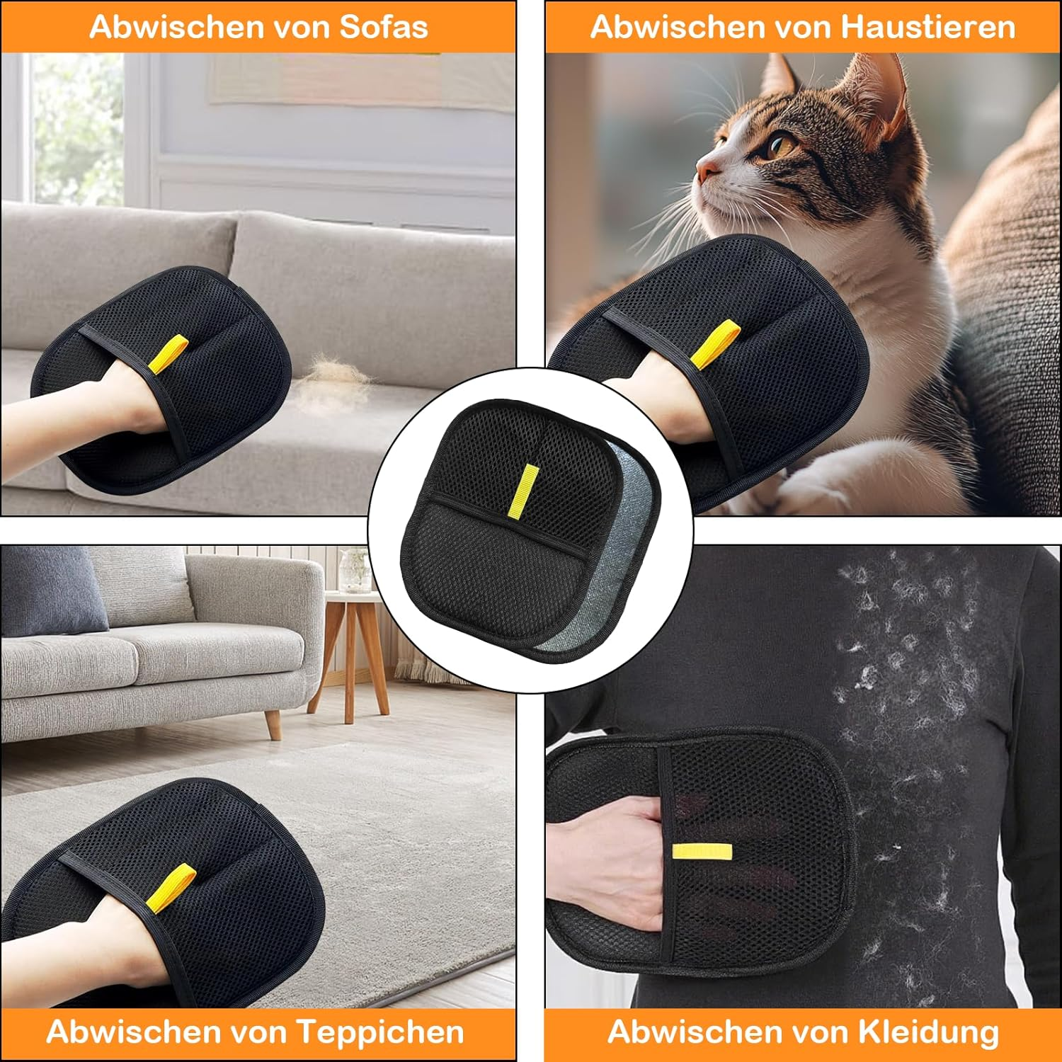 Leesenn Pet Hair Remover Glove, Pack of 2 Pet Hair Remover Gloves with Deshedding Comb, Fur Magnetic Glove, Dog Hair Removal, Reusable Grooming Gloves for Cats and Dogs image number 2