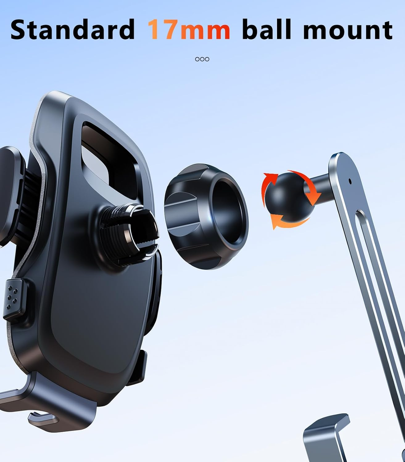 Universal 17Mm Ball Mount Phone Holder Clamp for Car Mount Replace [Dual Head Screen Phone Holder Clip Head Accessory] - Clip Holder image number 4