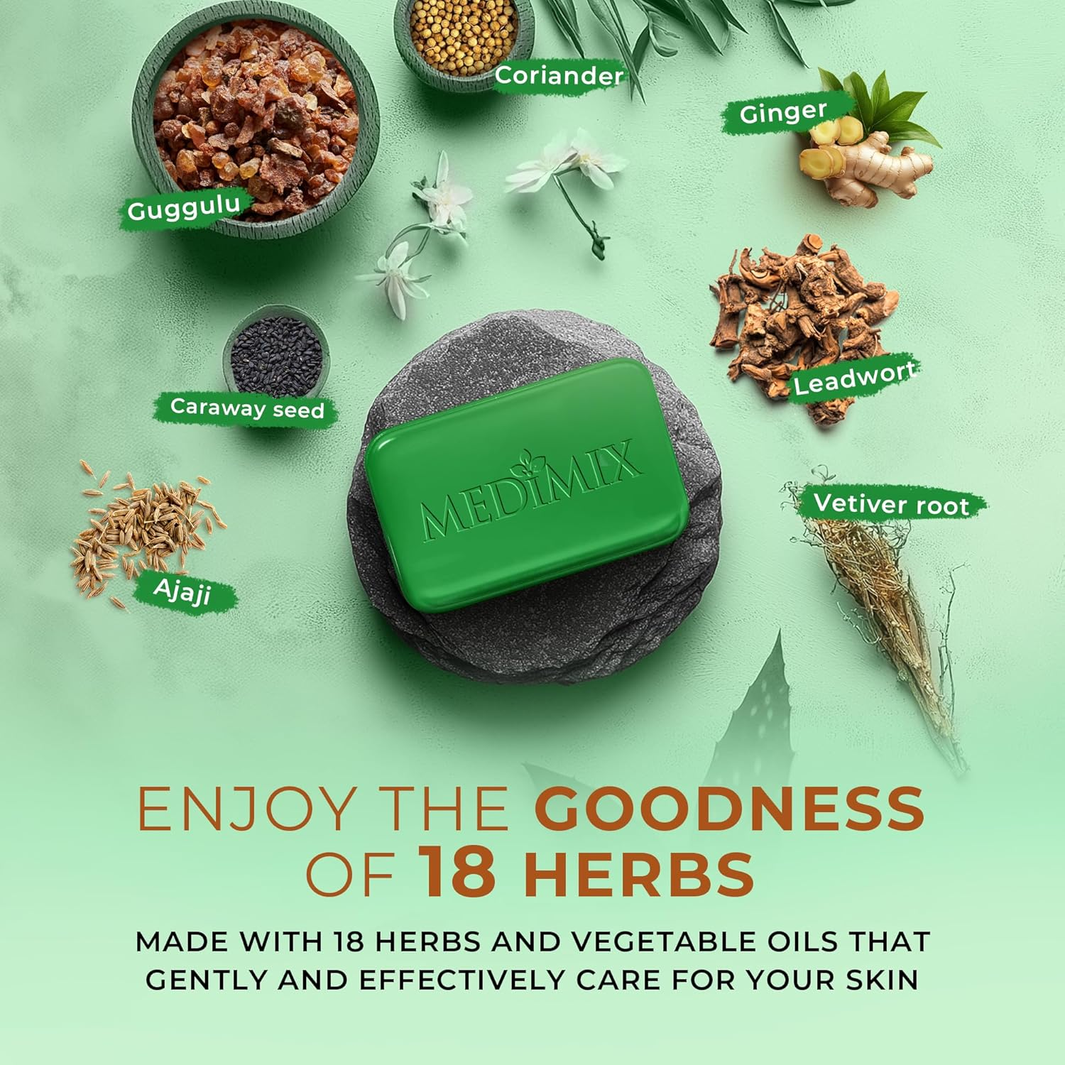 MEDIMIX - Savon Ayurv&eacute;dique 75 Gr Aux 18 Plantes, Pour Traiter L'Acn&eacute;, Les Odeurs Corporelles Et Les Infections De La Peau image number 4