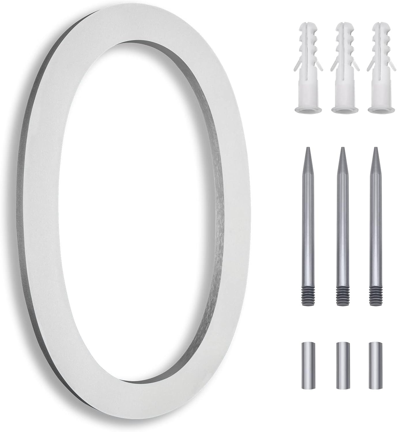 8 Inch Floating House Numbers, Address Numbers for Outside, Metal Silver Large Modern House Numbers, Door Numbers for Mount Aluminum Silver Number 4