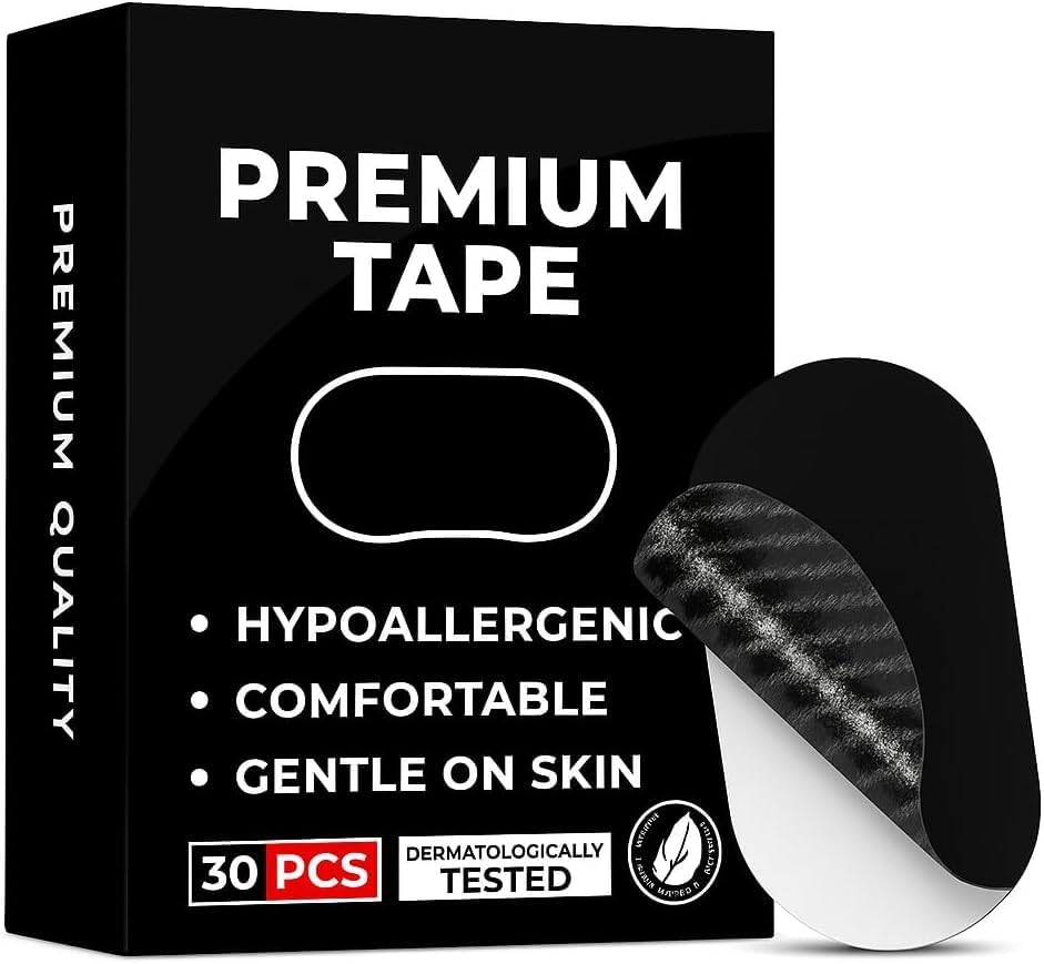 30 Pcs Black Premium Strip Tapes Hypoallergenic Painless Removal Tape, Strong Adhesive Tape Multi-Functional Suitable for Sleeping, Books, Bowling, Heel image number 4