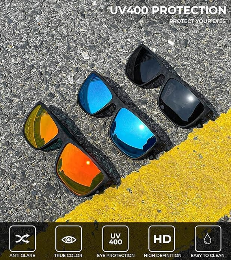 3 Pack Polarized Sunglasses for Men Lightweight Sun Glasses with UV Protection for Driving Fishing Golf image number 6