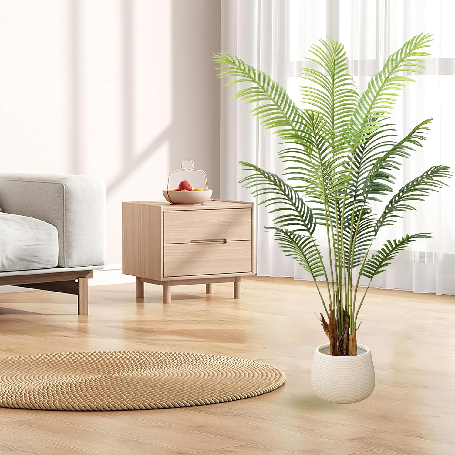 YUZU-SZ Large Artificial Areca Palm Tree 160Cm,Tall Realistic Fake Plant with 12 Leaves, Indoor Faux Tree for Home & Office Decor, Potted Tropical Greenery