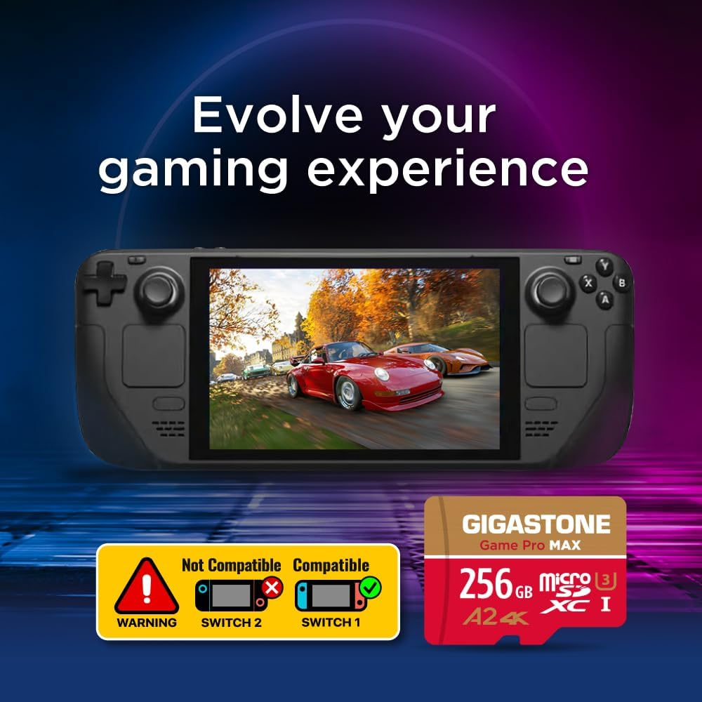 [5-Yrs Free Data Recovery] GIGASTONE 256GB Micro SD Card, 4K Game Pro MAX, A2 V30 Microsdxc Memory Card for Nintendo-Switch 1, Steamdeck, 4K UHD Video, up to 130/85 Mb/S, UHS-I U3 C10 with Adapter image number 4
