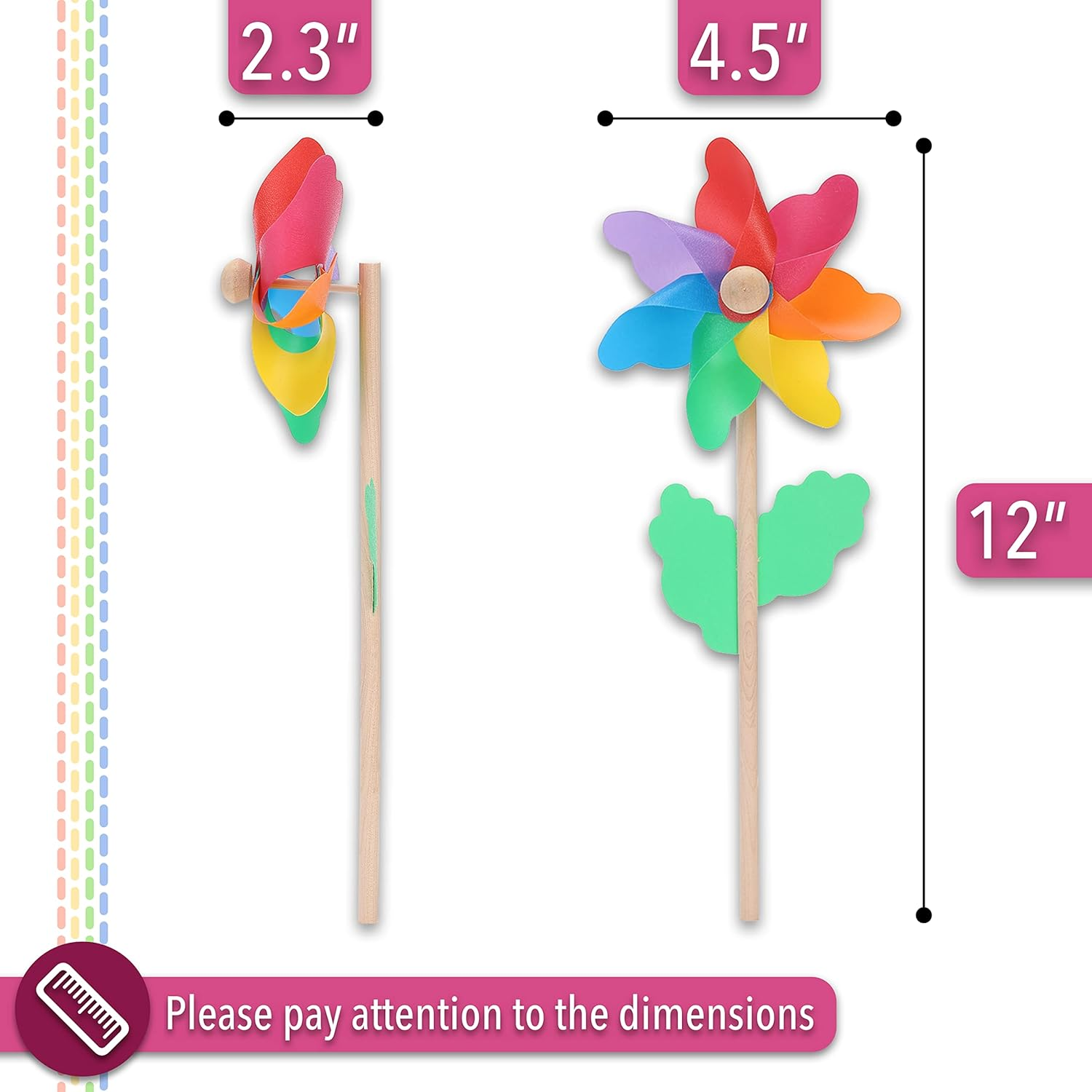 Mr. Pen- Rainbow Flower Pinwheels, 10 Pack, Pinwheels for Yard and Garden, Pinwheels for Kids, Wind Pinwheel, Flower Wind Spinners, Garden Pinwheels Spinners, Yard Pinwheels, Rainbow Party Favors image number 1