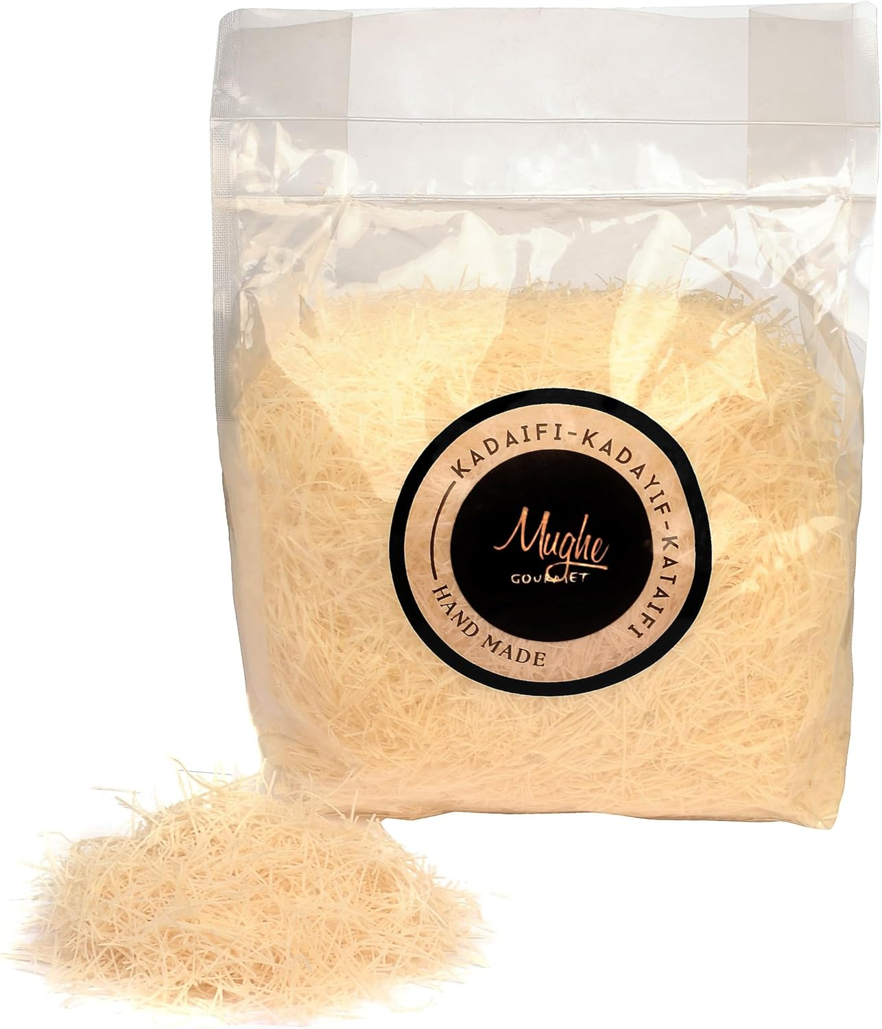 Mughe Gourmet - Premium Dried & Chopped Kataifi Dough - Kurutulmuş Kadayif Hamuru - Baklava, Kunafa & Dubai Pistachio Chocolate Bar Ingredient 400G