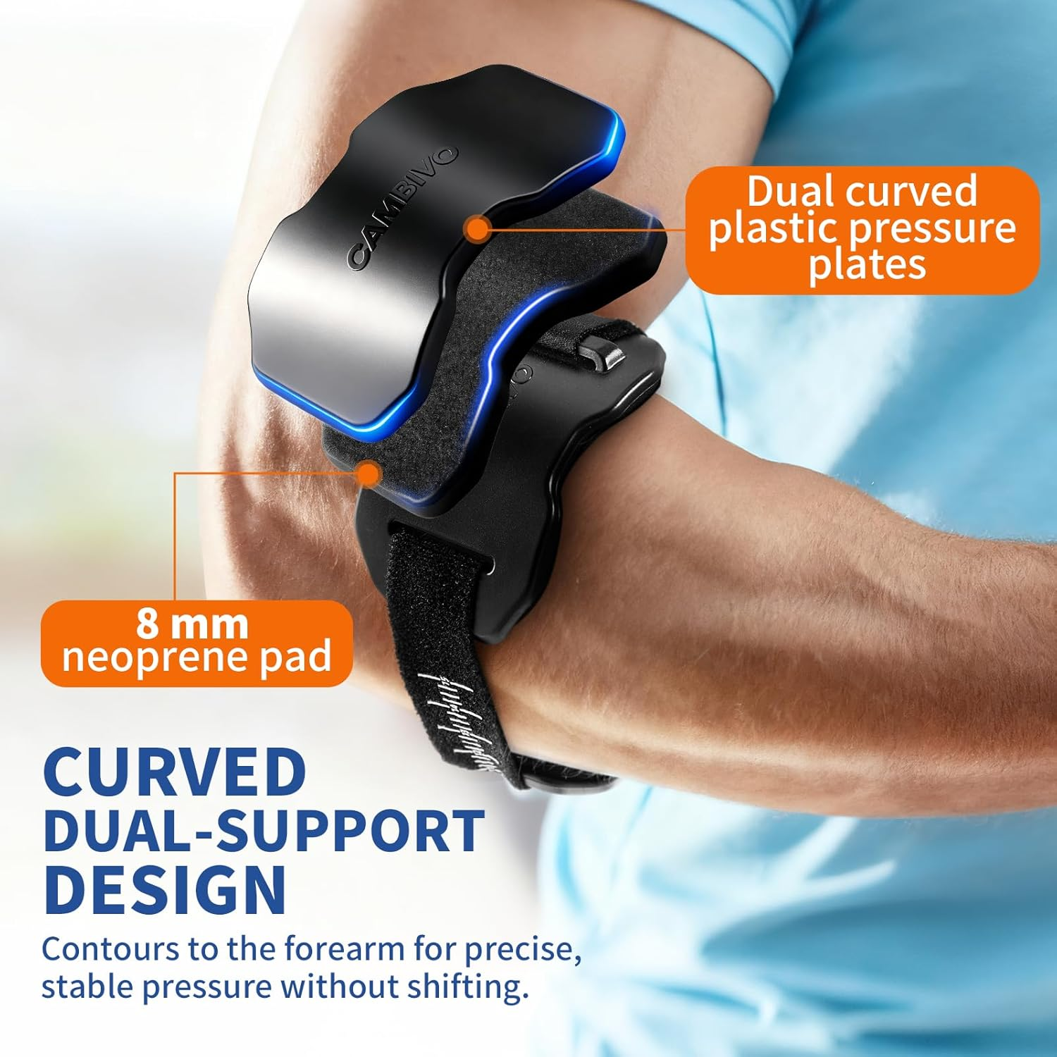 CAMBIVO Elbow Brace for Tendonitis and Tennis Elbow Relief, Adjustable Tennis Elbow Strap & Forearm Brace for Men and Women, Golfers Elbow Brace, Arm Support for Pain Relief & Recovery image number 4