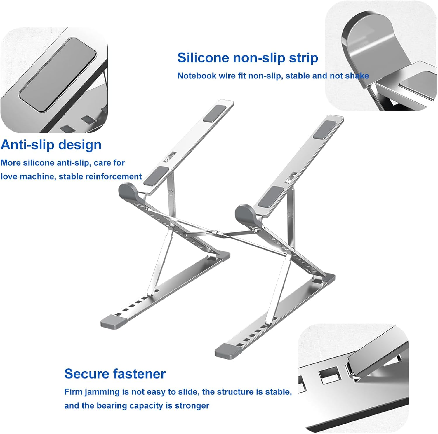 Laptop Stand Kamoon Portable Adjustable Tablet Computer Stand Aluminum Alloy Folding Laptop Stand Compatible Macbook Air Pro, HP More 10-15.6" Laptops & Tablet (Silver-2) image number 1