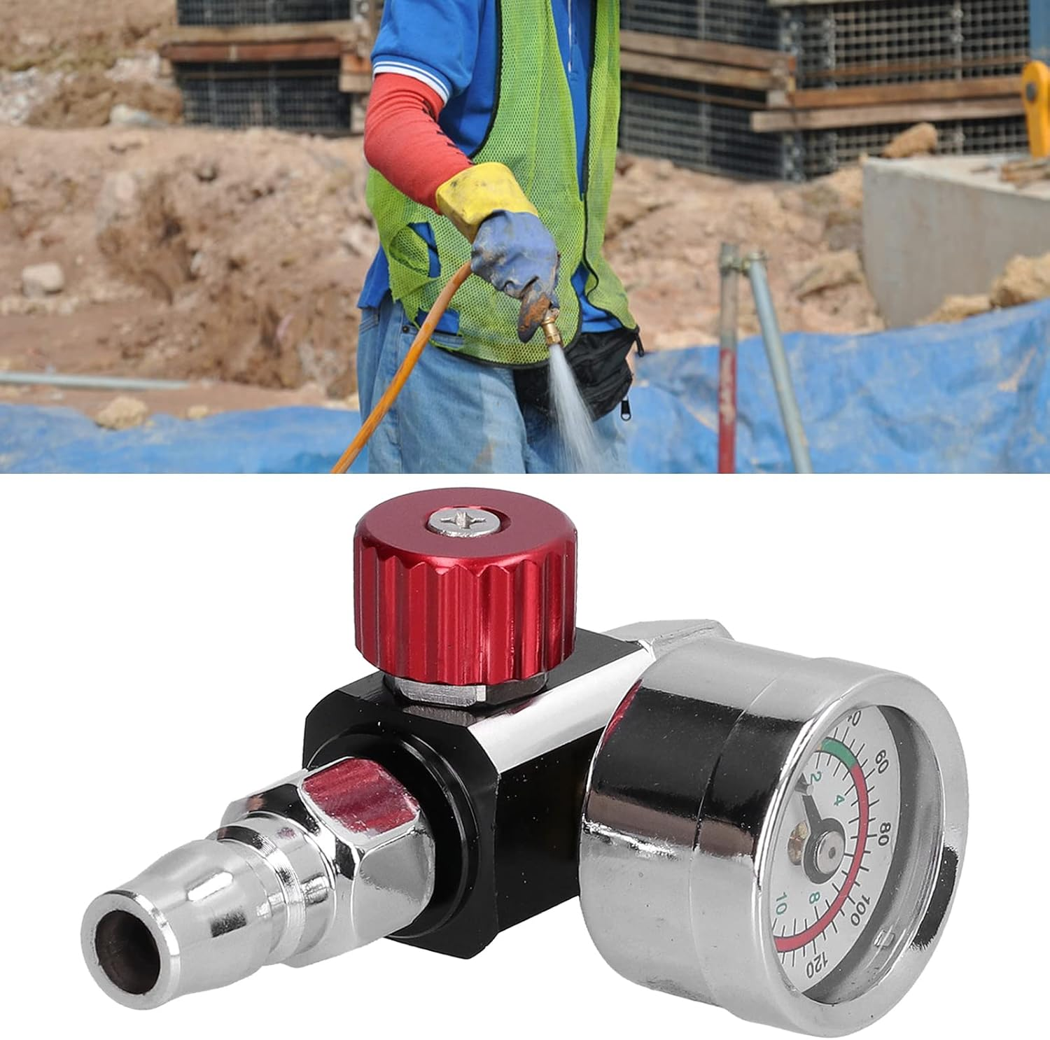 G1/4In Thread Spray Paint Gun Air Pressure Regulator Adjusting Valve for Professional Paint Lovers or New Starter 0 to 140Psi/0 to 10Bar image number 6