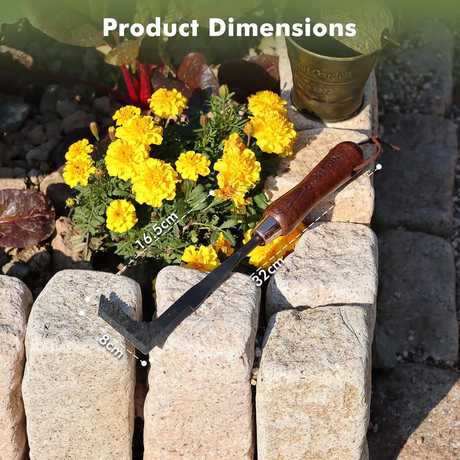 RESTMO Manual Weeder, Garden Tool, 50 Carbon Steel Weeding Tool with Comfortable Wooden Grip for Efficient Weed & Crack Cleaning in Tight Spaces and Pavement image number 4