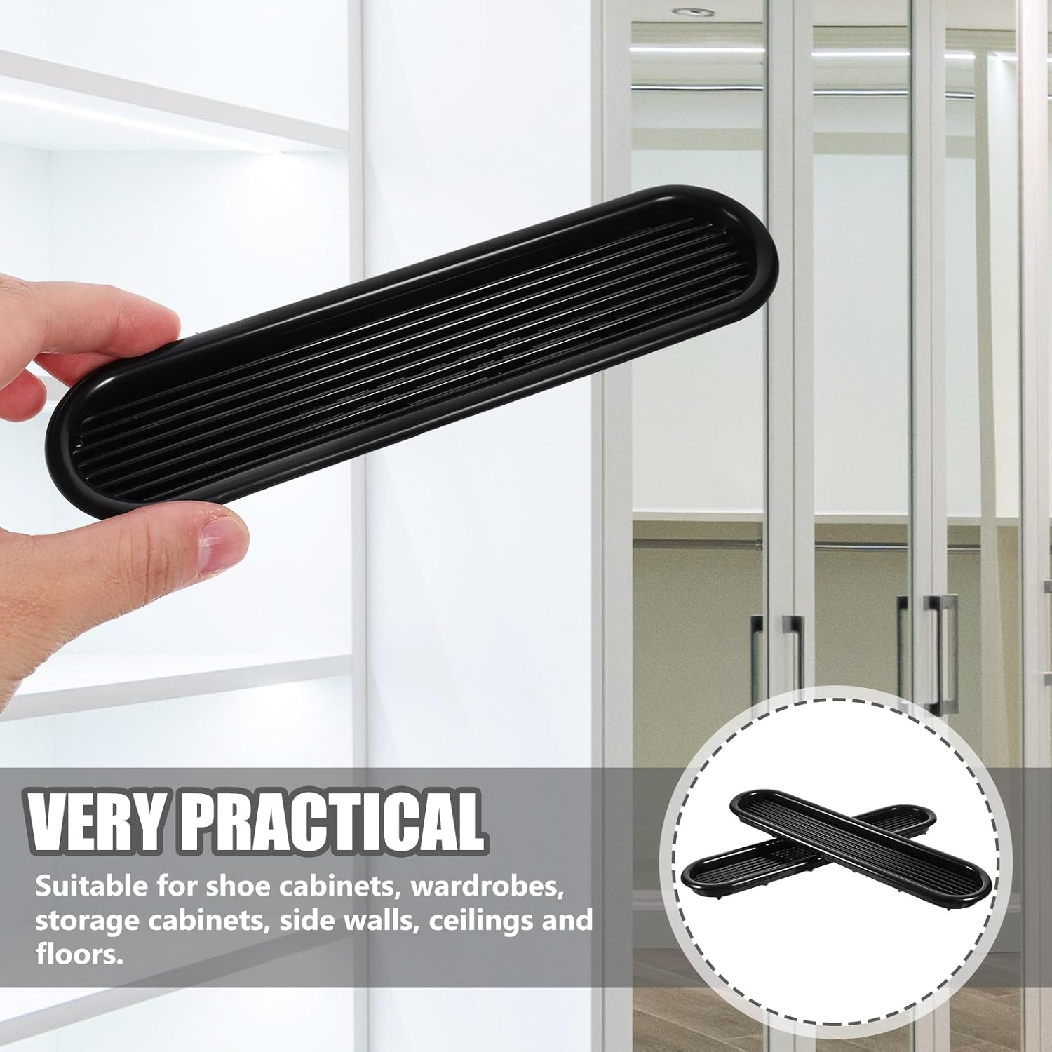 Jojofuny 4Pcs Furniture Wardrobe Show Cabinet Vent Floor Vent Cabinet Ventilation Grille Vent for Shoes Cabinet Ventilation Grille Air Vent Cabinet Air Vent Plastic Grid Ventilation Hood image number 6