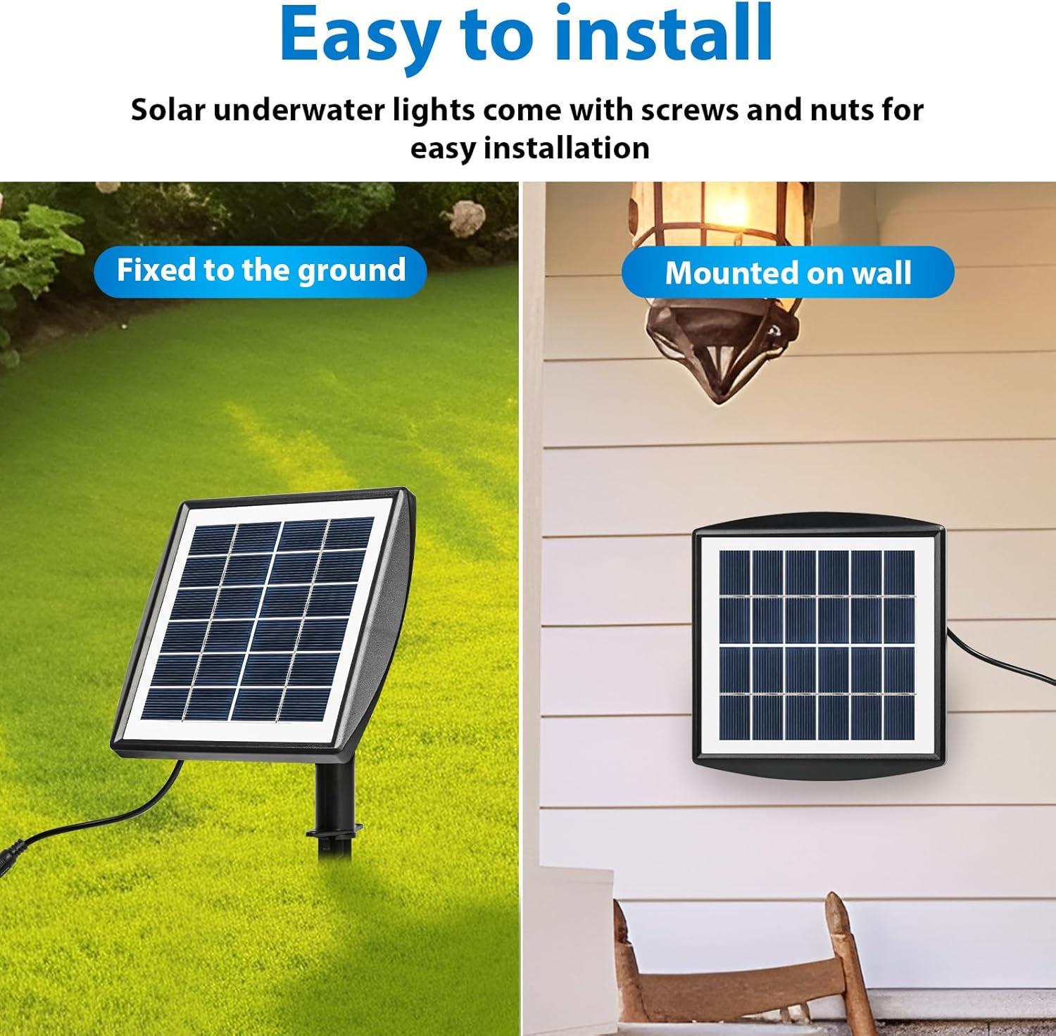 Jadeshay Solar Pond Lighting, 6 V 2 W Polycrystalline Solar Panel Diving Spotlight Solar Underwater Spotlight with 1 W 3 Lamps Waterproof Landscape Spotlight for Garden Pond image number 6