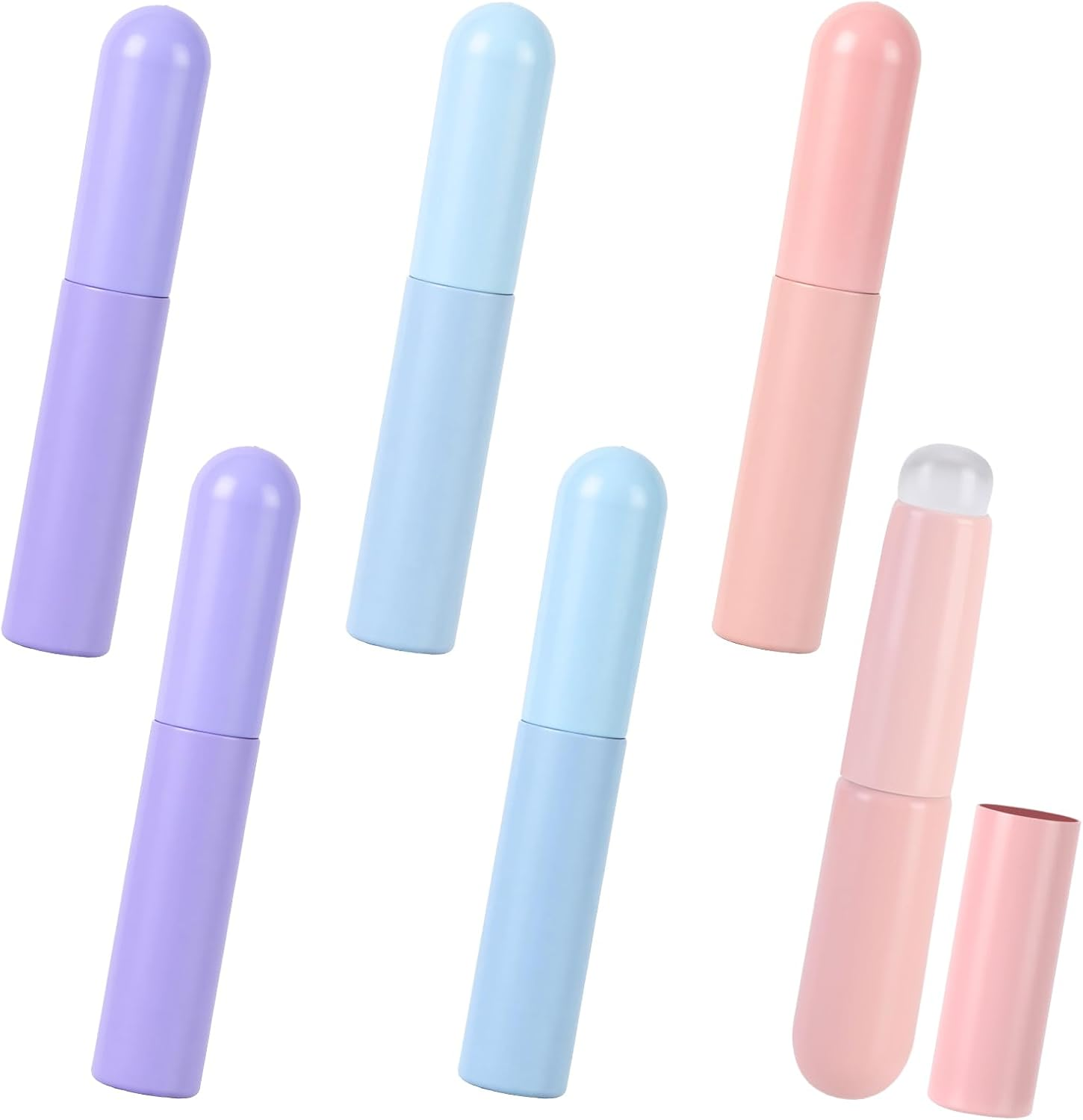 6 Pcs Silicone Lip Brushes, Portable round Head Lip Brush Applicator with Cap and Chrome Applicator for Nails, Multipurpose Silicone Makeup Brush for Lipstick, Concealer, Nail Polish (3 Colors) image number 3