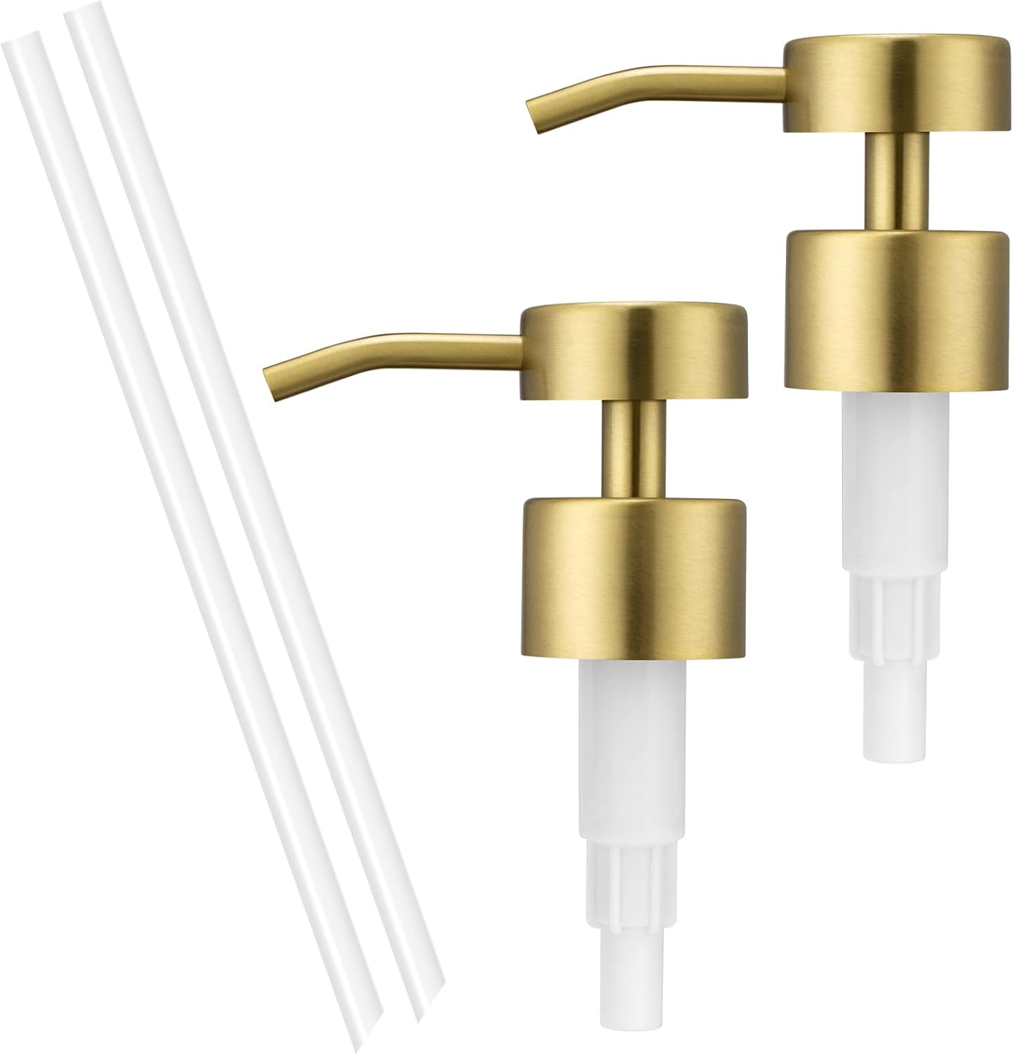 UHEY HOME Soap Dispenser Pump Replacement 304 Stainless Steel for Regular Mouth Bottle for Standard 28/400 Thread Size Kitchen Bathroom Lotion Refill Flat Top Dispenser Pumps 2 Pack(Brushed Nickel)