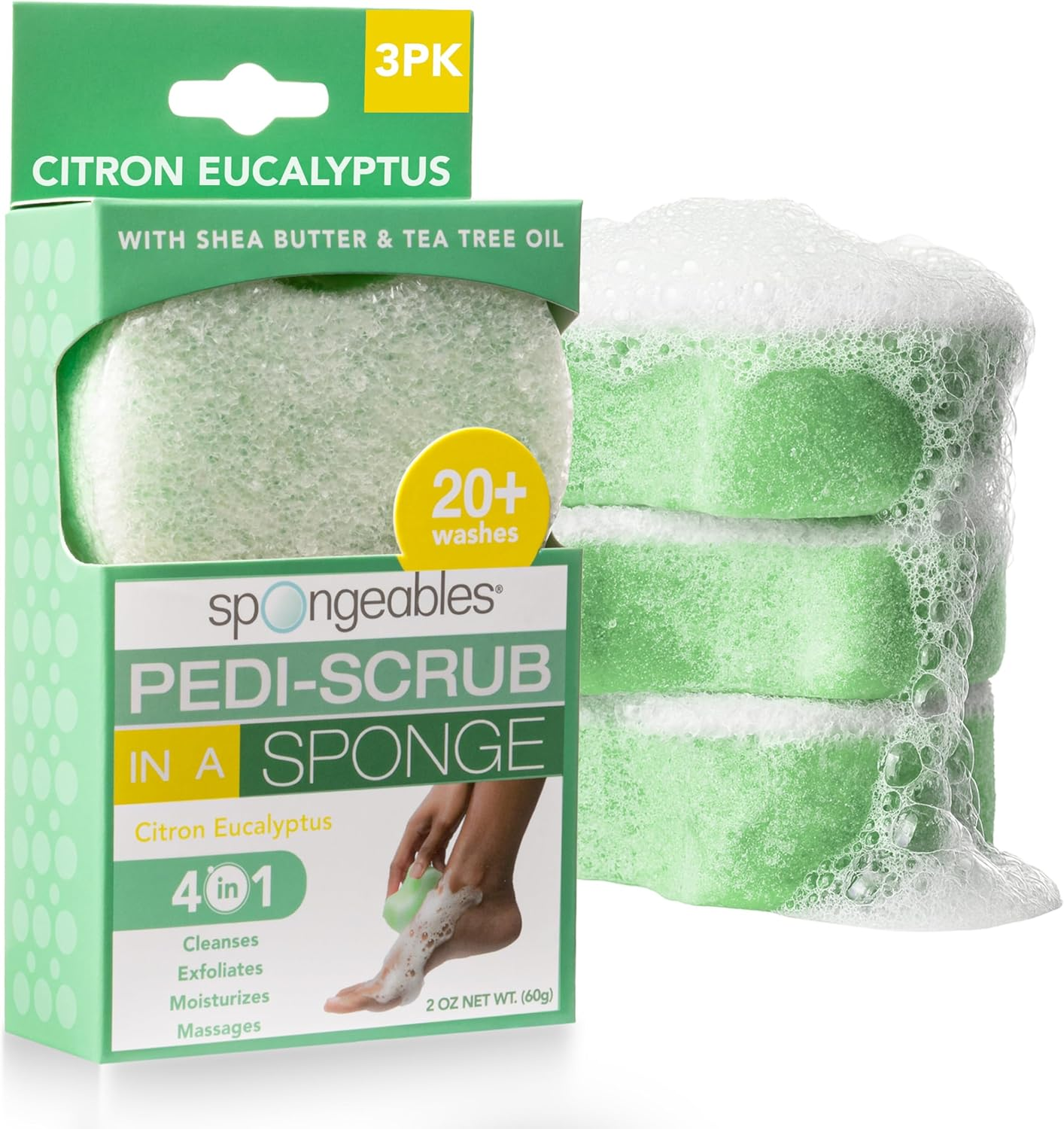 Spongables Pedi Scrub Foot Exfoliating 20+ Wash Sponge, Lavender, 1 Count