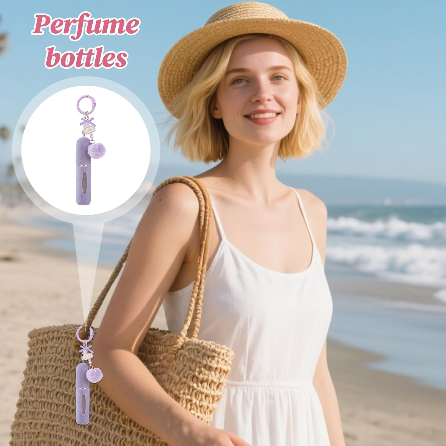 Dgayaeic Perfume Bottles Empty Refillable | 5Ml Portable Atomizer Plush Keychain - Refillable Perfume Spray Atomizer Bottle | for Business Airplane Business Outdoor School Birthday Valentines - Lavender image number 5