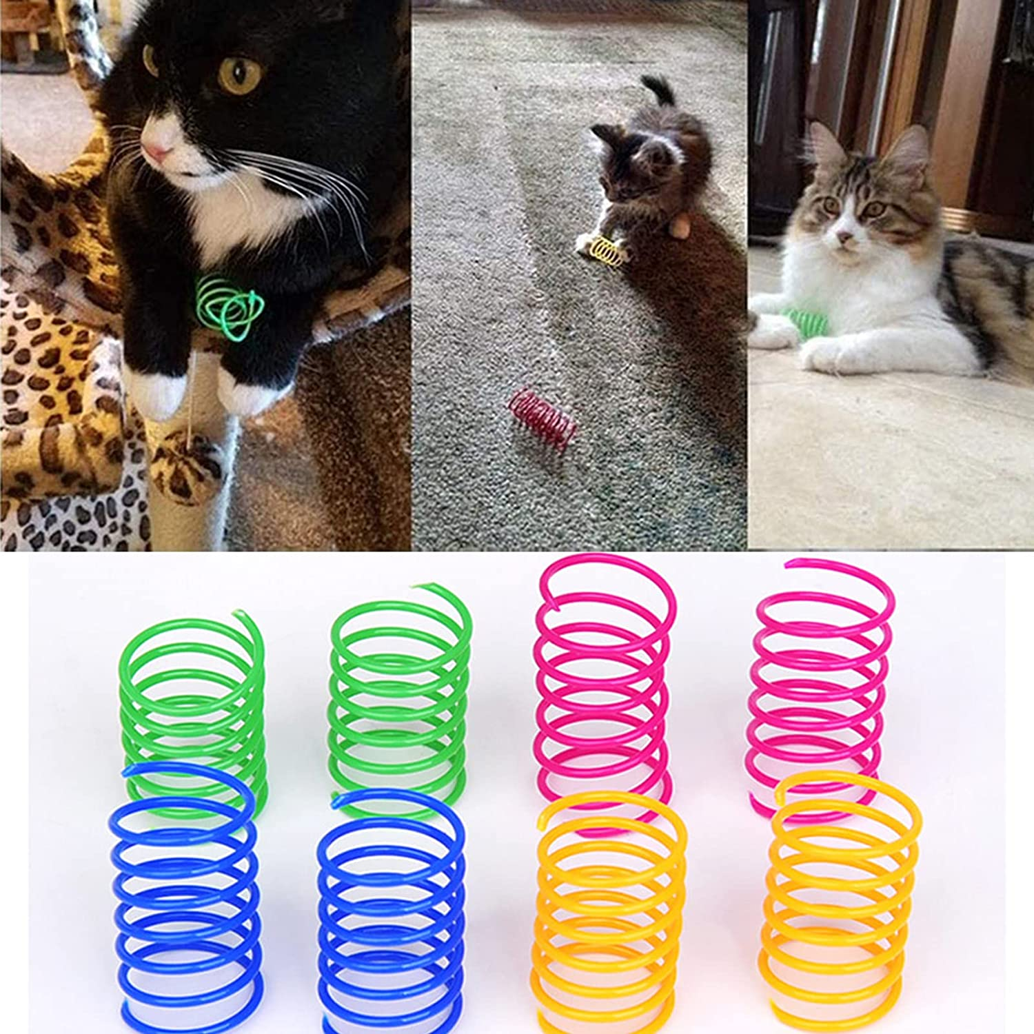 40 Pack Cat Spring Toy, Interactive Cat Toy for Indoor Cats Plastic Coils Colorful Springs Cat Toys Active Healthy Fitness Play Coil Spiral Springs Kitten Toys for Swatting, Biting, Hunting image number 1