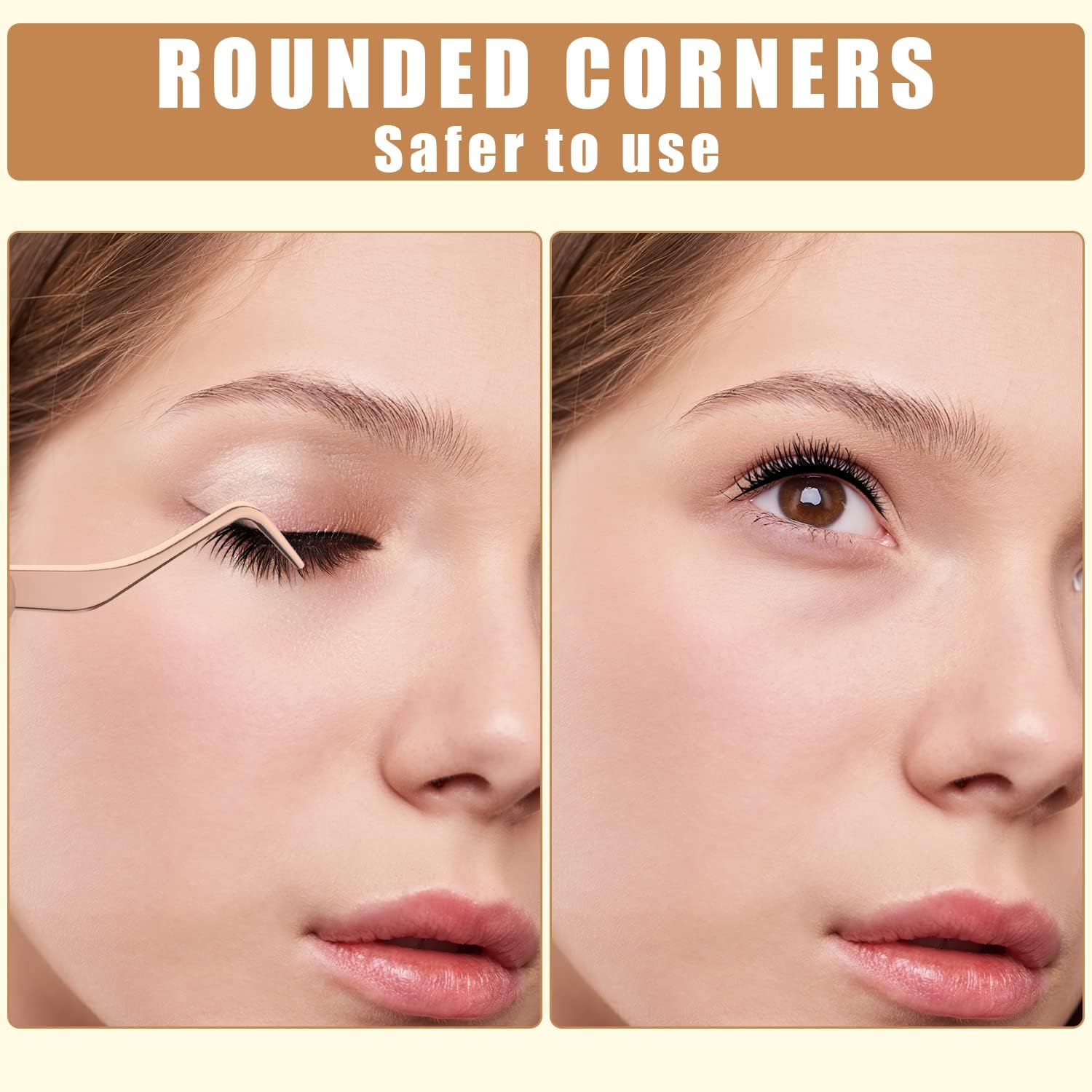 2Pcs Lash Tweezers Set, Stainless Steel Upgraded 2 in 1 Lash Extension Tweezers with Comb Eyelash Applicator for Volume Isolation Classic Lashes Smeared False Lashes (Rose Gold, Silver) image number 2