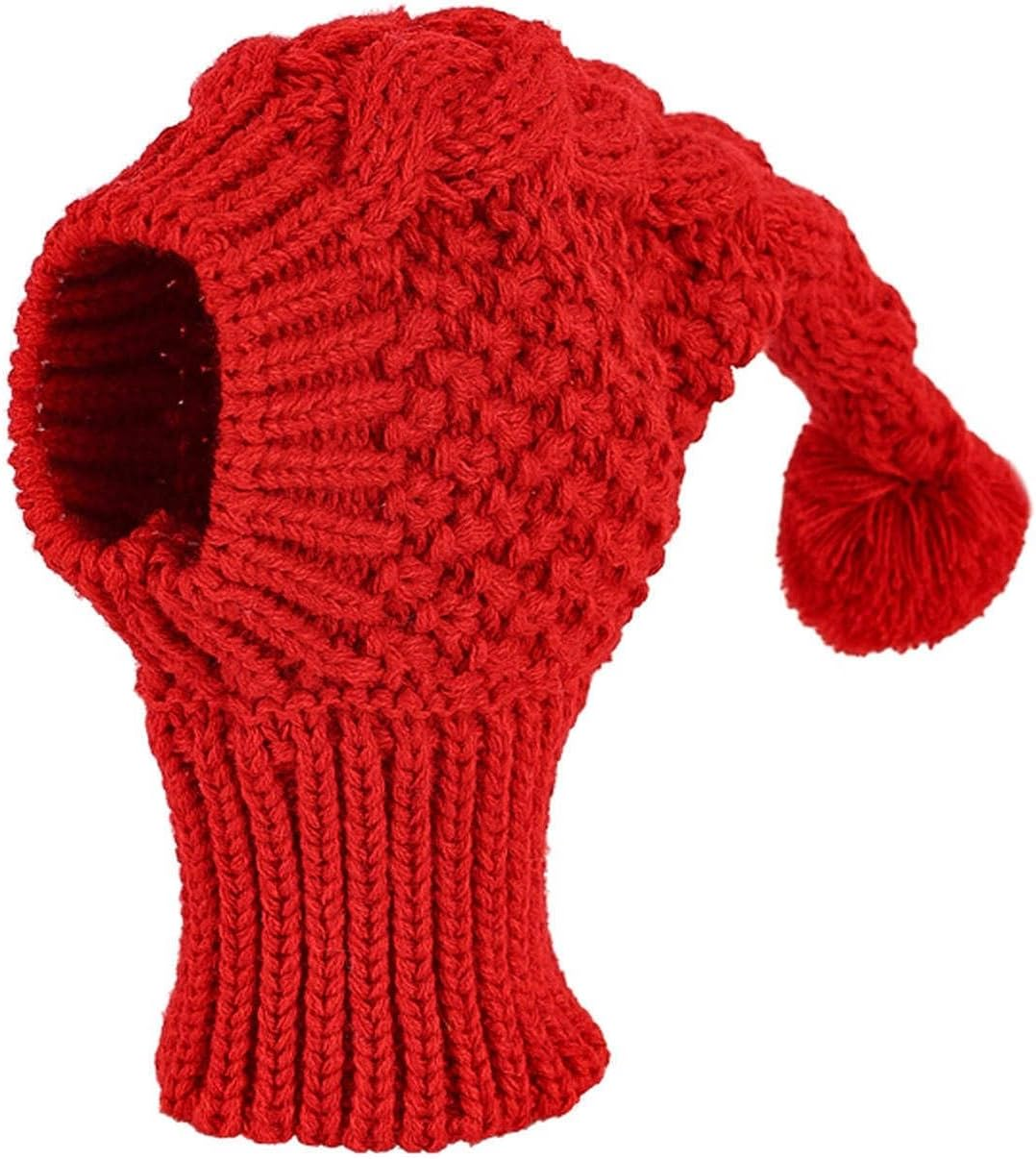 Christmas Dog Hat Cute Dog Cap with Pompon Crocheted Knitted Snood Greyhound Hat Red Warm Dog Winter Hat Knit Snood Headwear Party Dog Costume for Puppy Small Medium Large Dogs