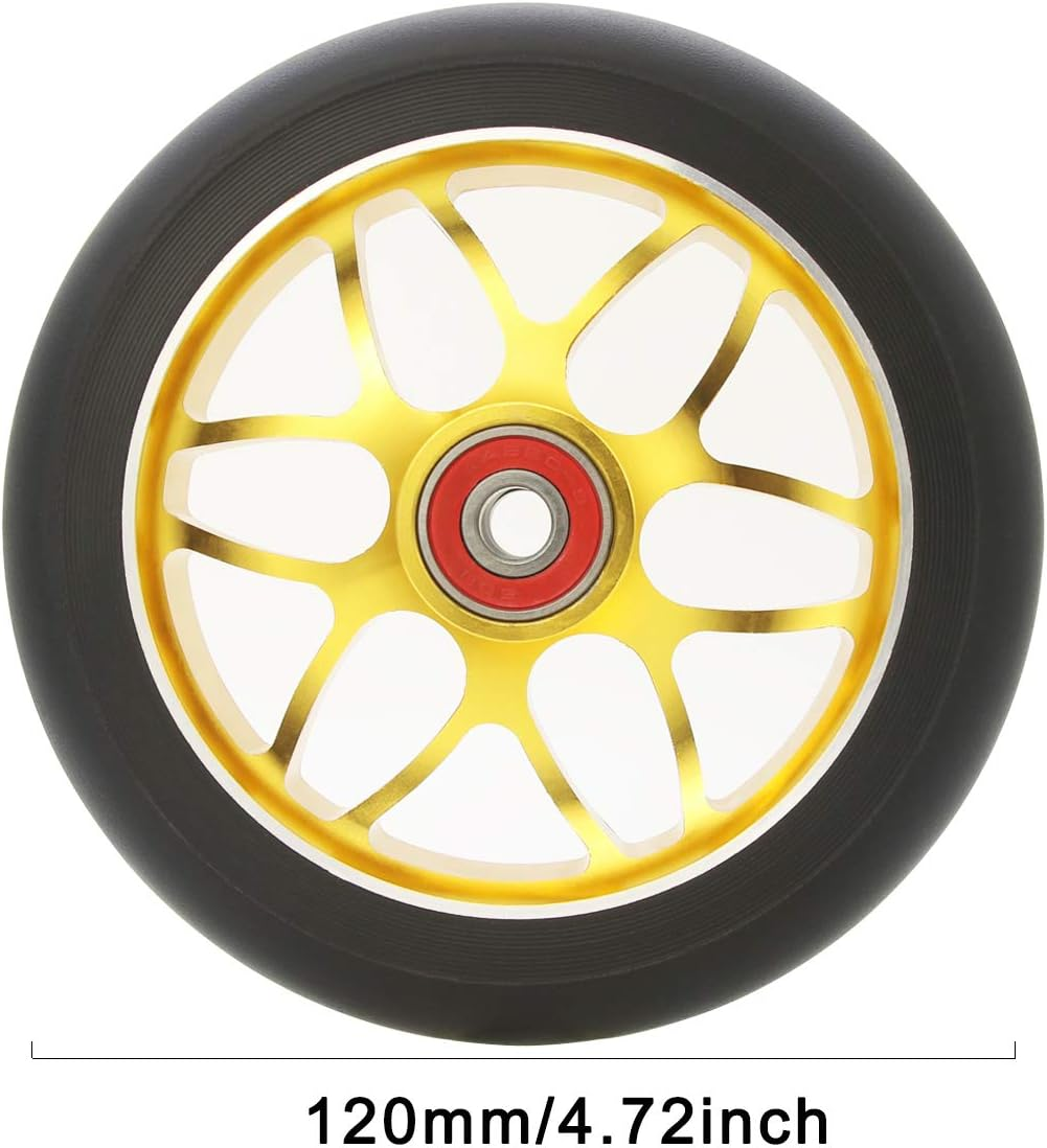 Z-FIRST 2Pcs Replacement 120Mm Pro Scooter Wheel with Abec 9 Bearings Fit for Mgp/Razor/Lucky Pro Scooters (U-Silver)