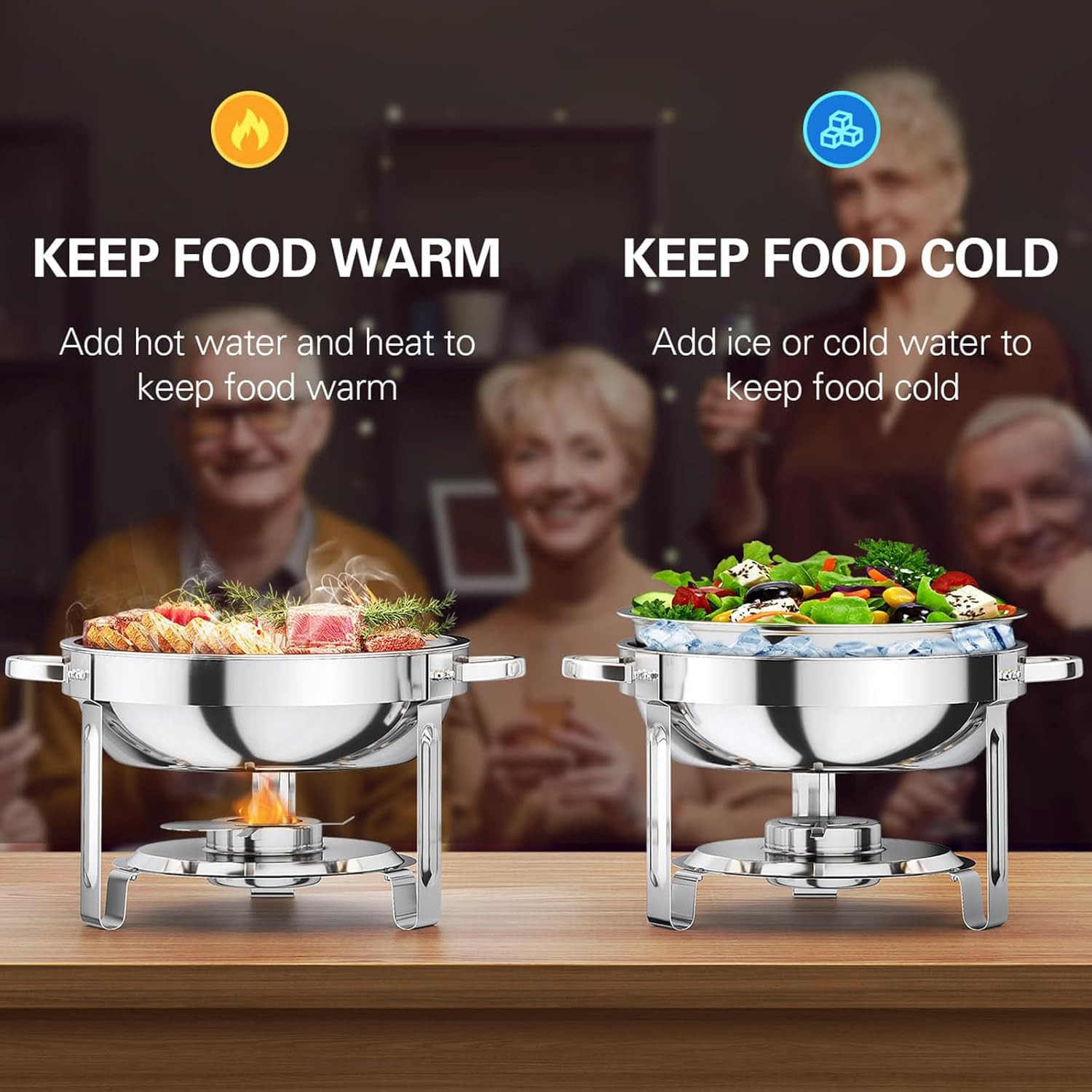 Anycoo 5.5QT Chafing Dishes for Buffet 2 Pack, Staineless Steel Chafing Dish Buffet Set, Buffet Servers and Warmers with Lid for Any Events image number 2